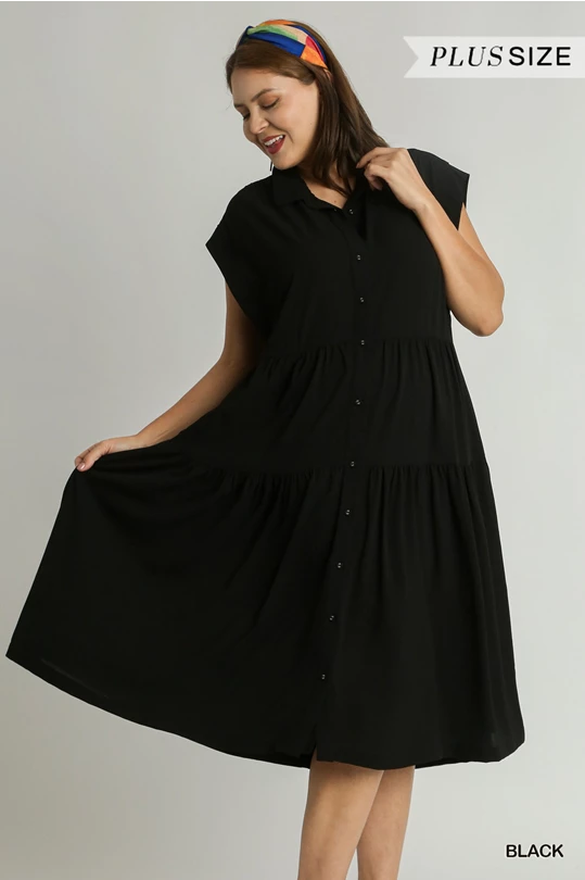 A-Line Tiered Button Maxi Dress