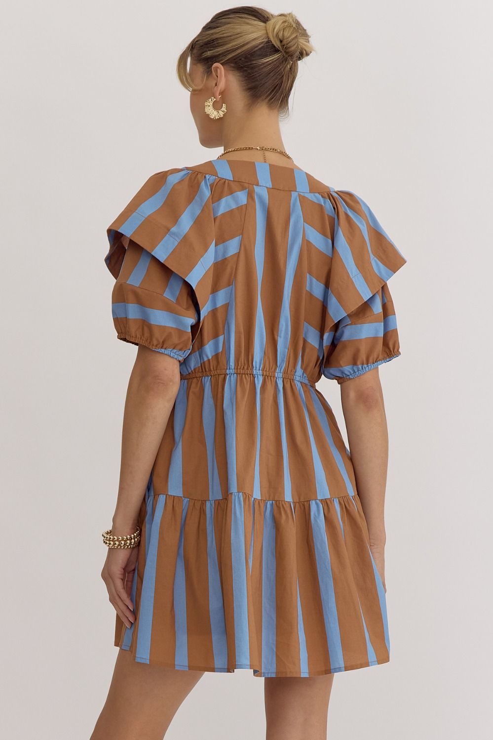 Brown and Blue Stripes Dress