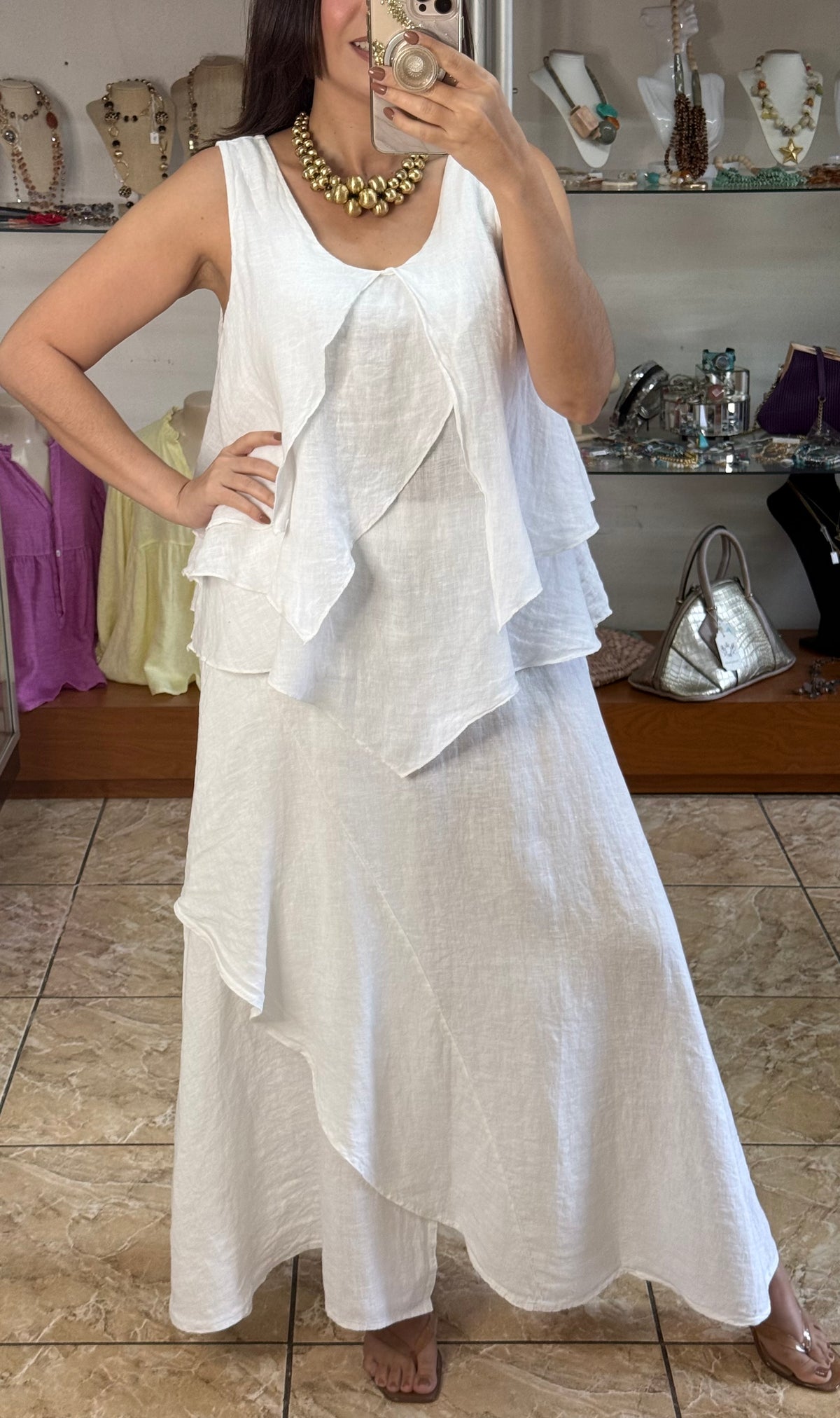 OS Linen Top & Skirt Set (NO RETURNS OR EXCHANGE)