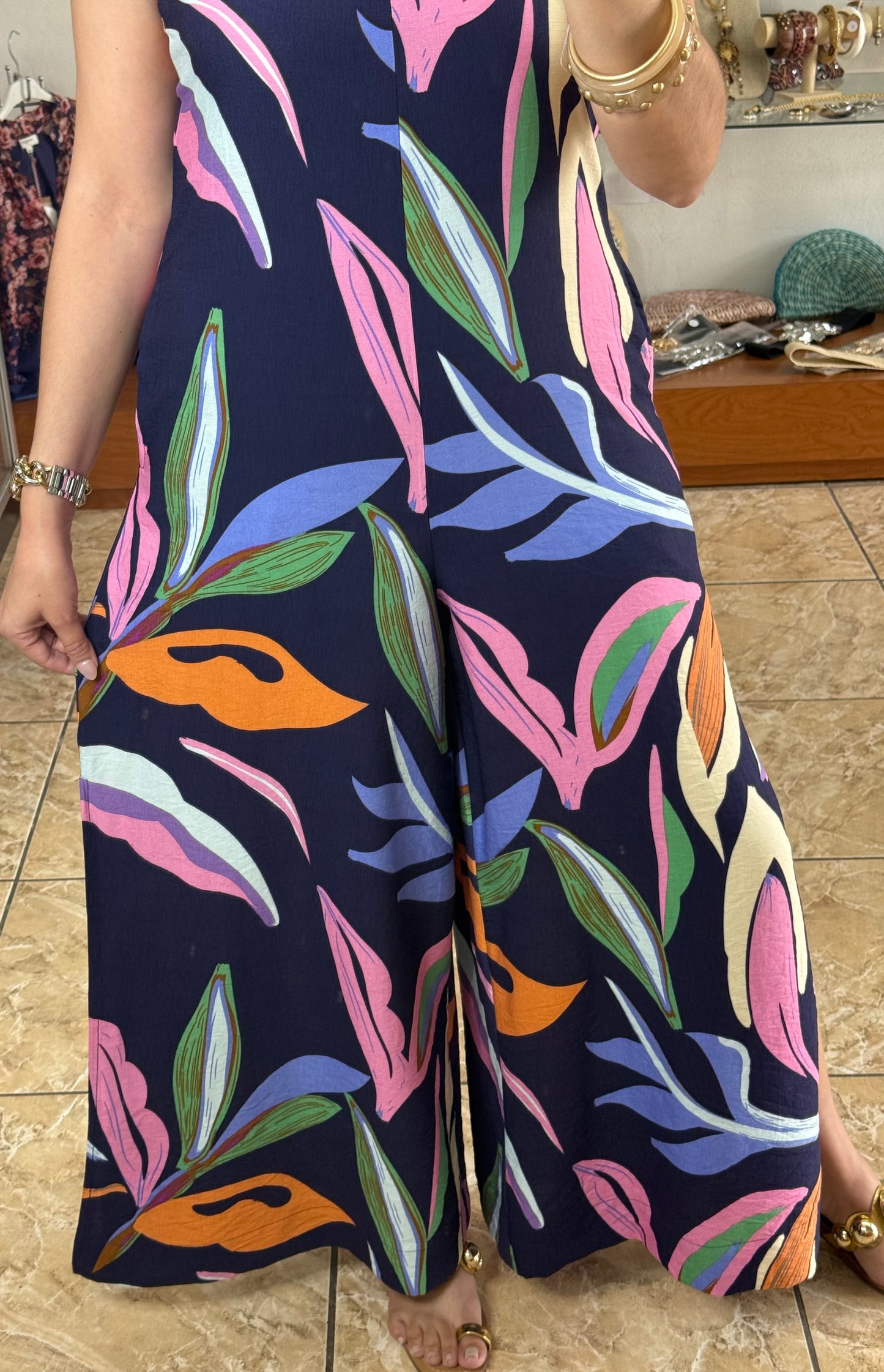 Navy Mix Jumpsuit