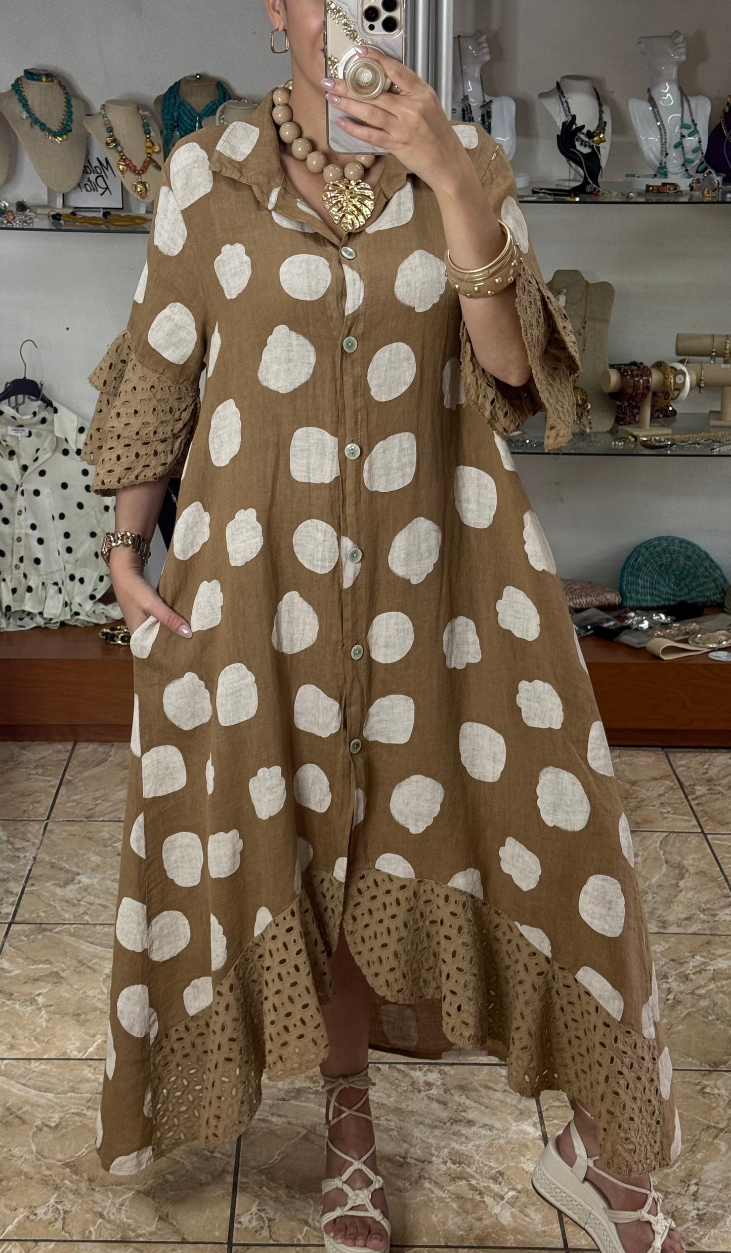 Macarena OS Polkadot Maxi Dress (NO RETURNS OR EXCHANGE)
