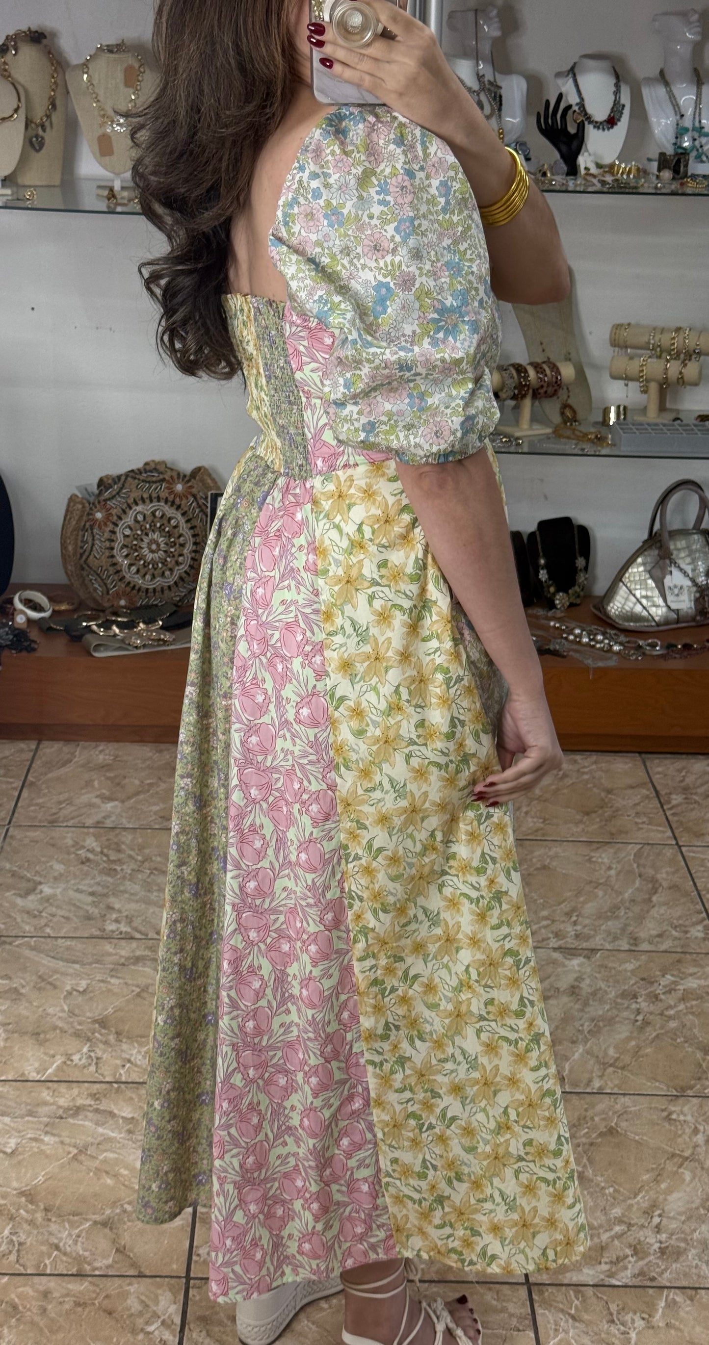 Mix Floral Midi Dress