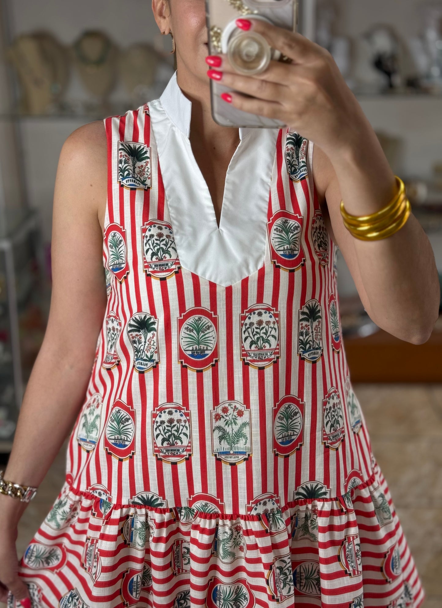 Red Stripes Sleeveless Mini Dress