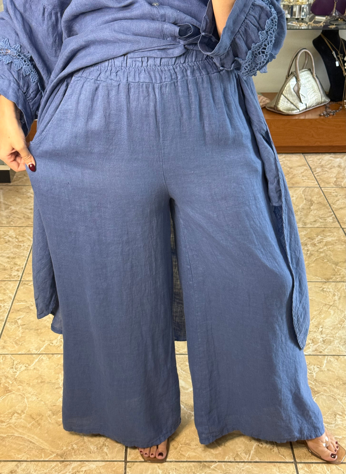 High/Low OS Linen Pant Set (NO RETURNS OR EXCHANGE)