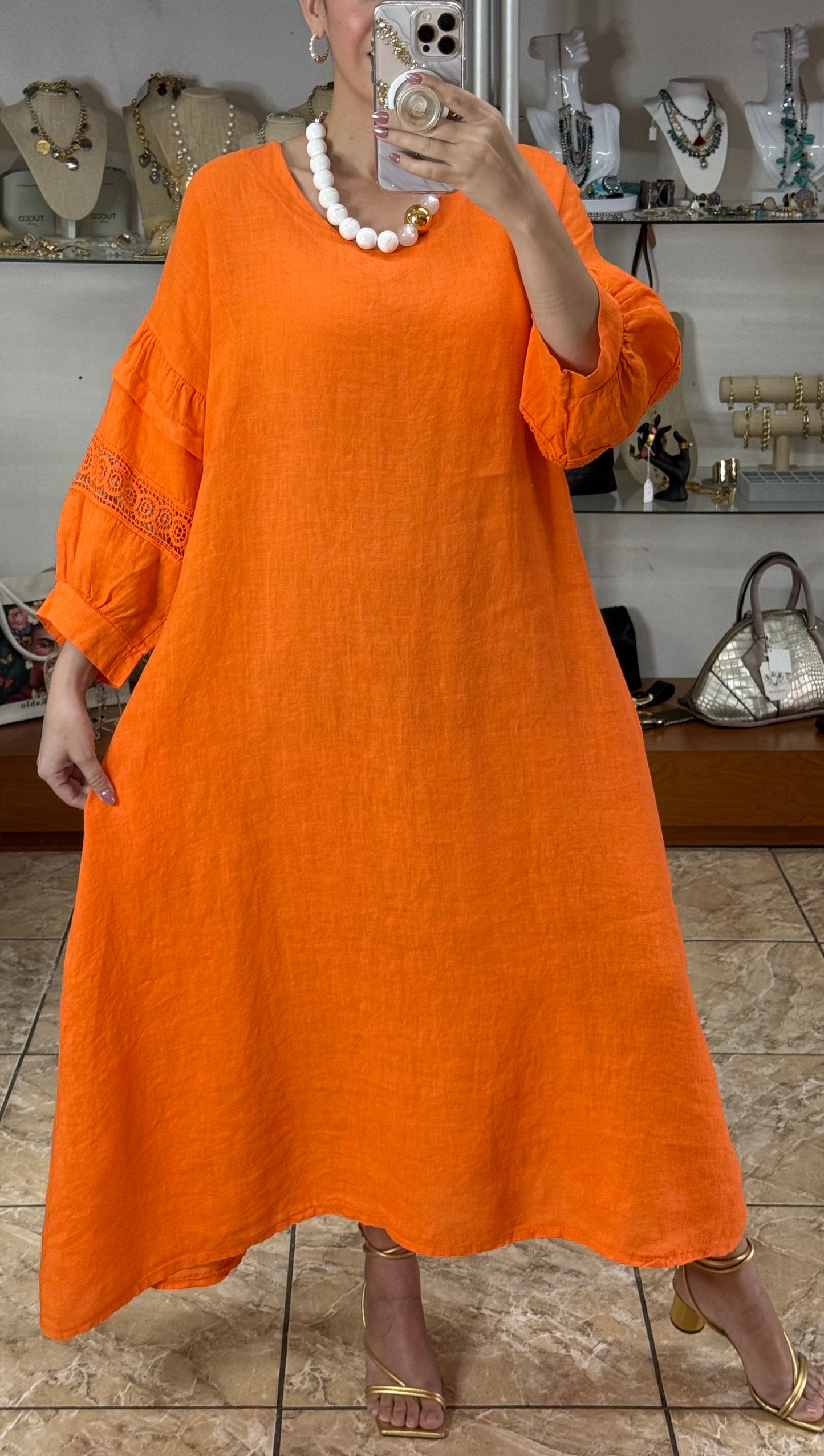 Back Detail OS Linen Maxi Dress (FINAL SALE)