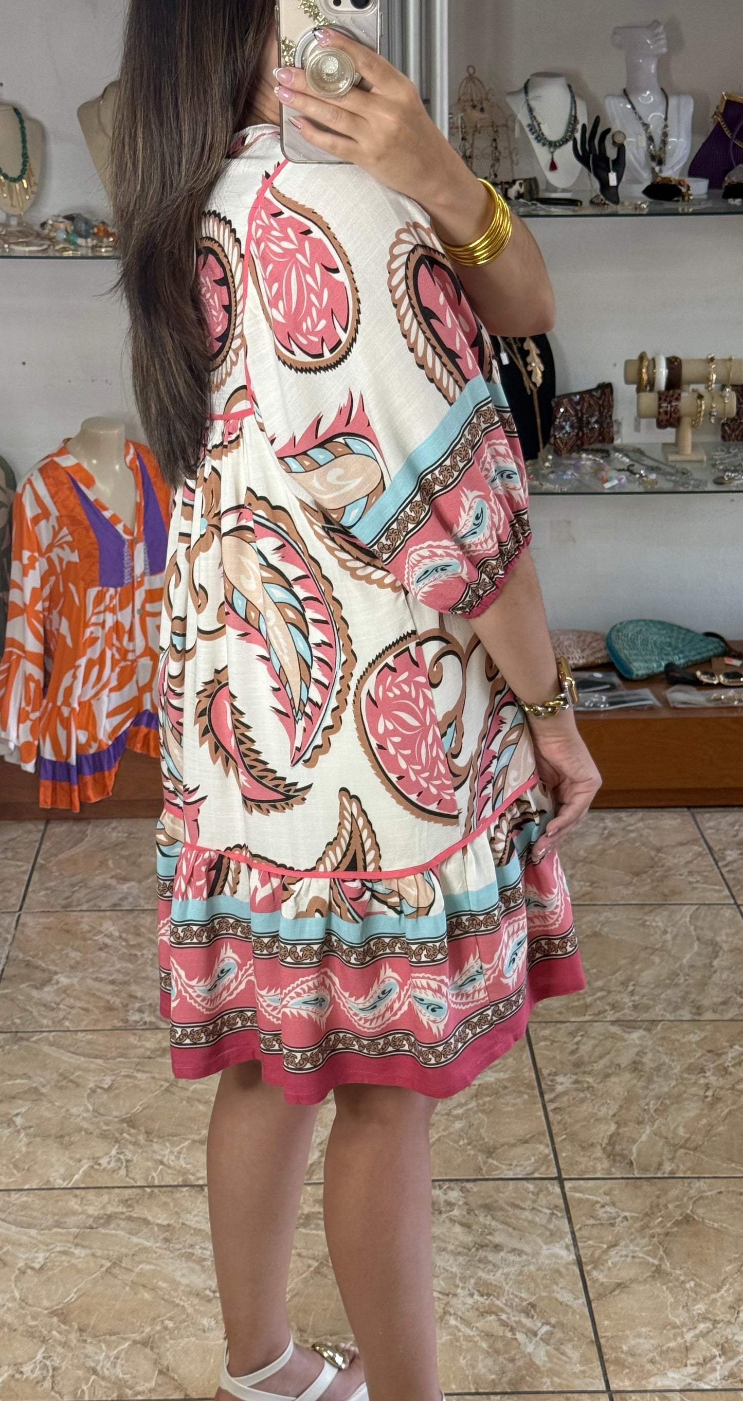 Paisley Pink Mix Doll Dress