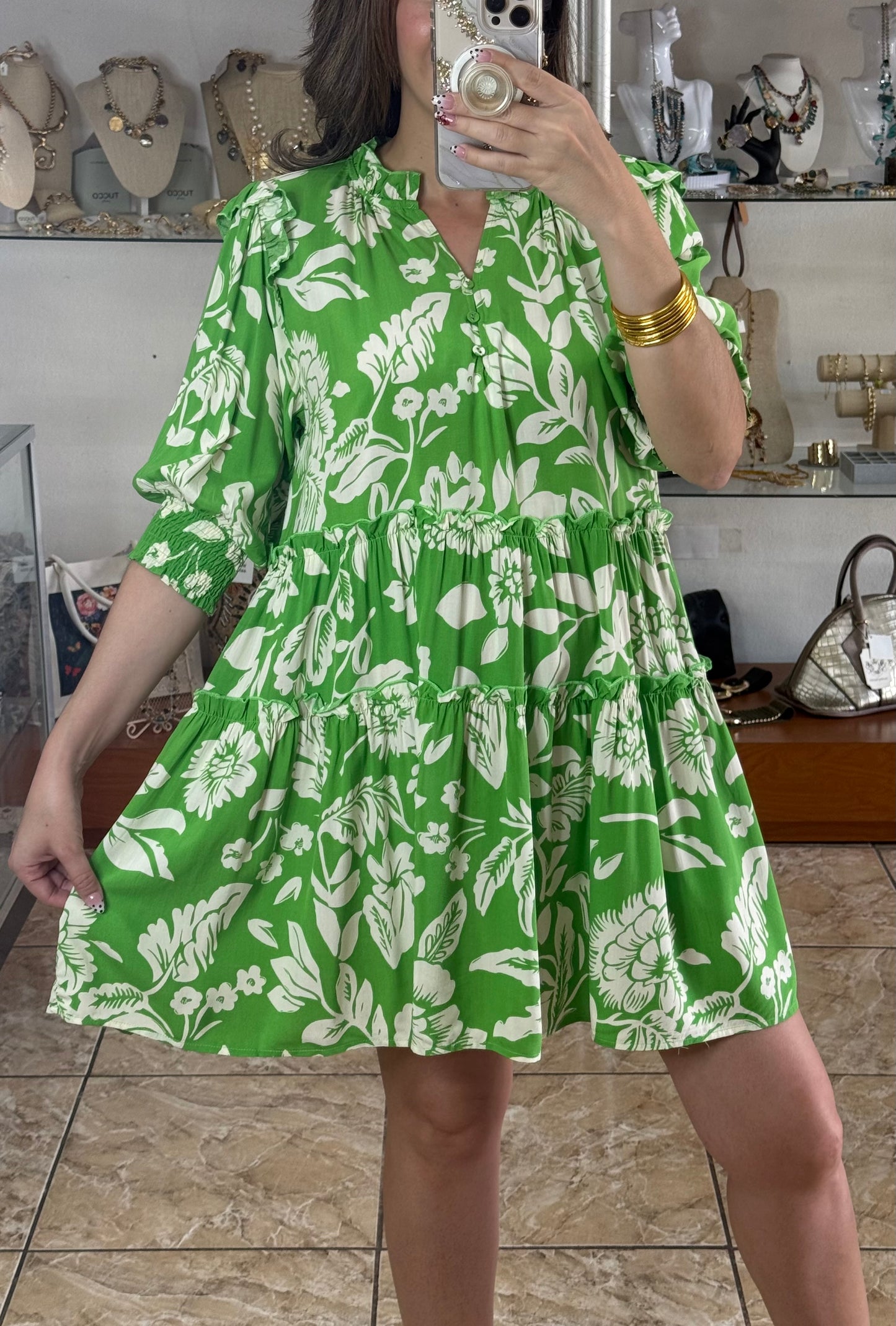 Two Tones Floral Doll Dress