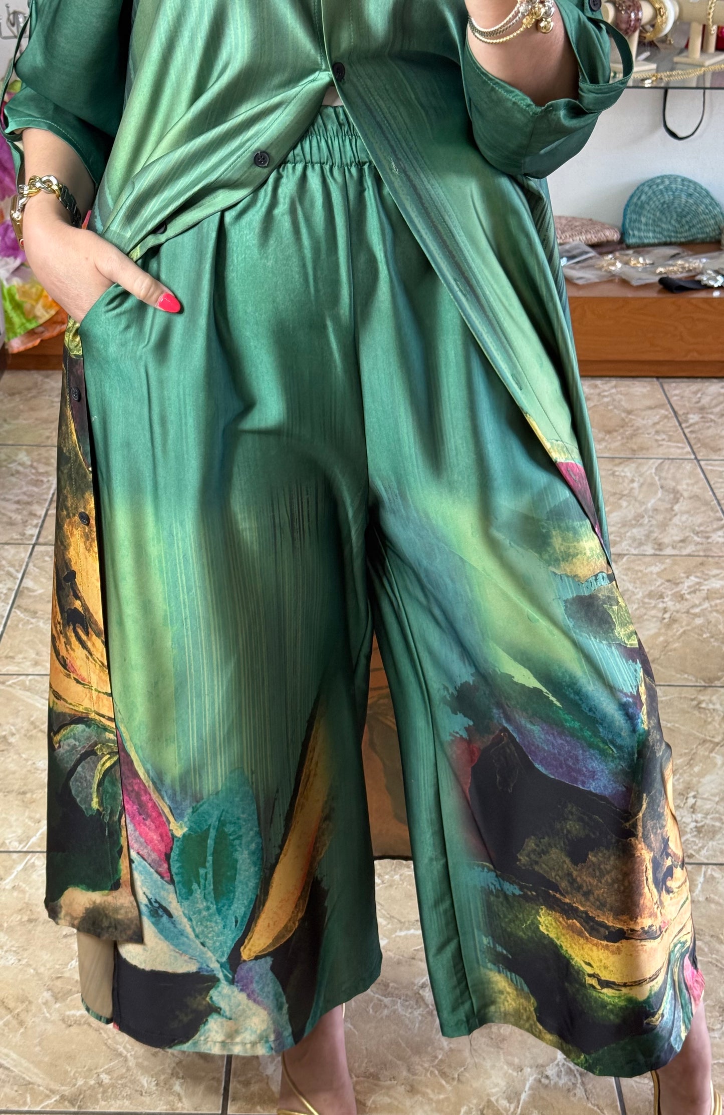 OS Silk Dress/Pant Set (NO RETURNS OR EXCHANGE)
