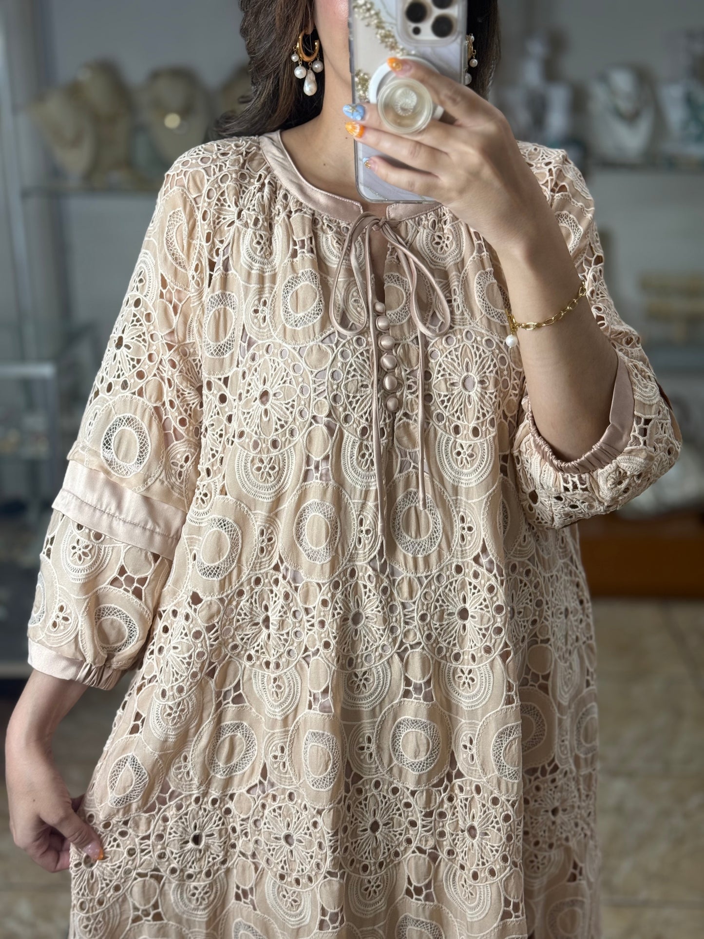 Belisse Embroidered OS Maxi Dress (FINAL SALE)