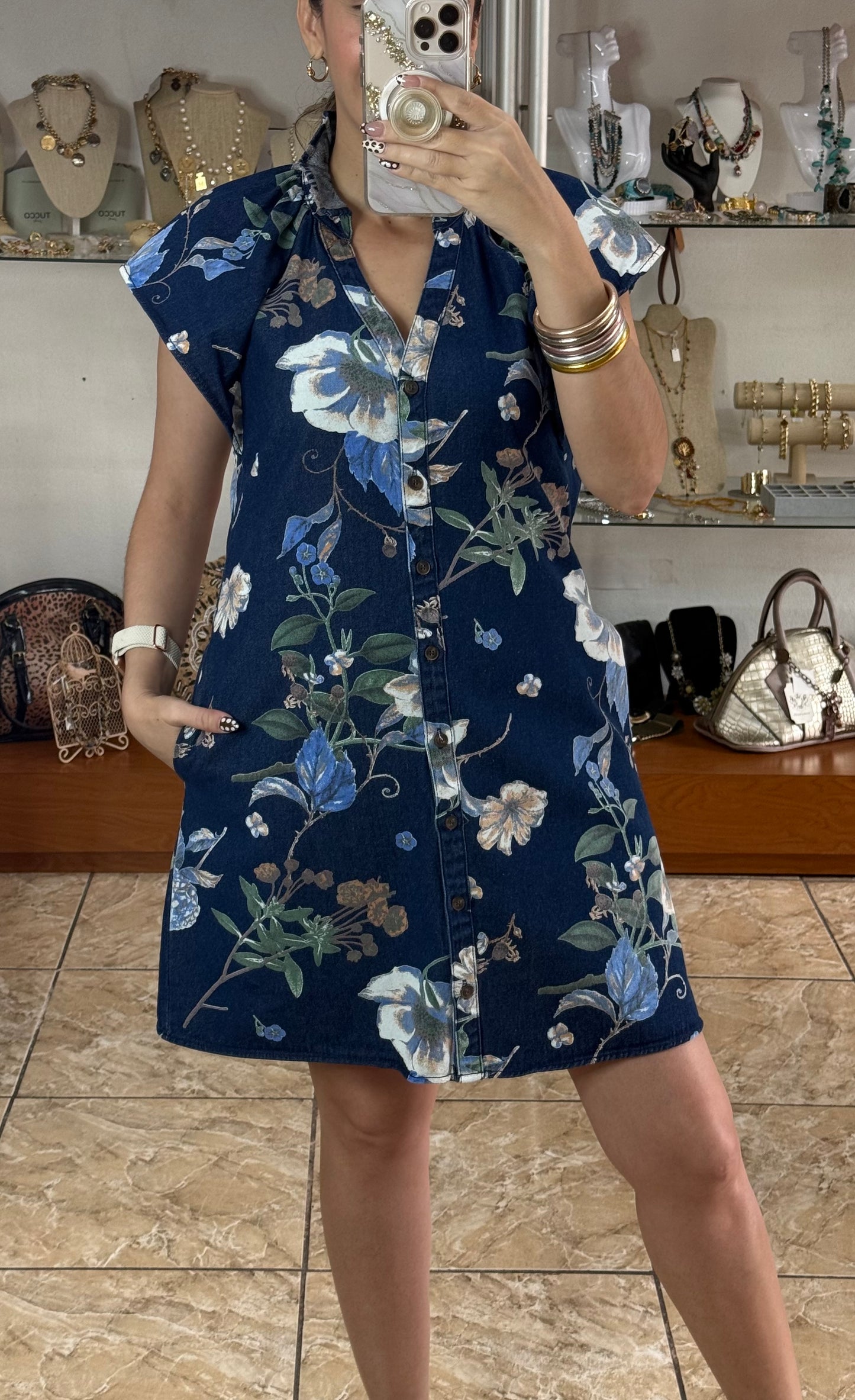 Floral Denim Dress