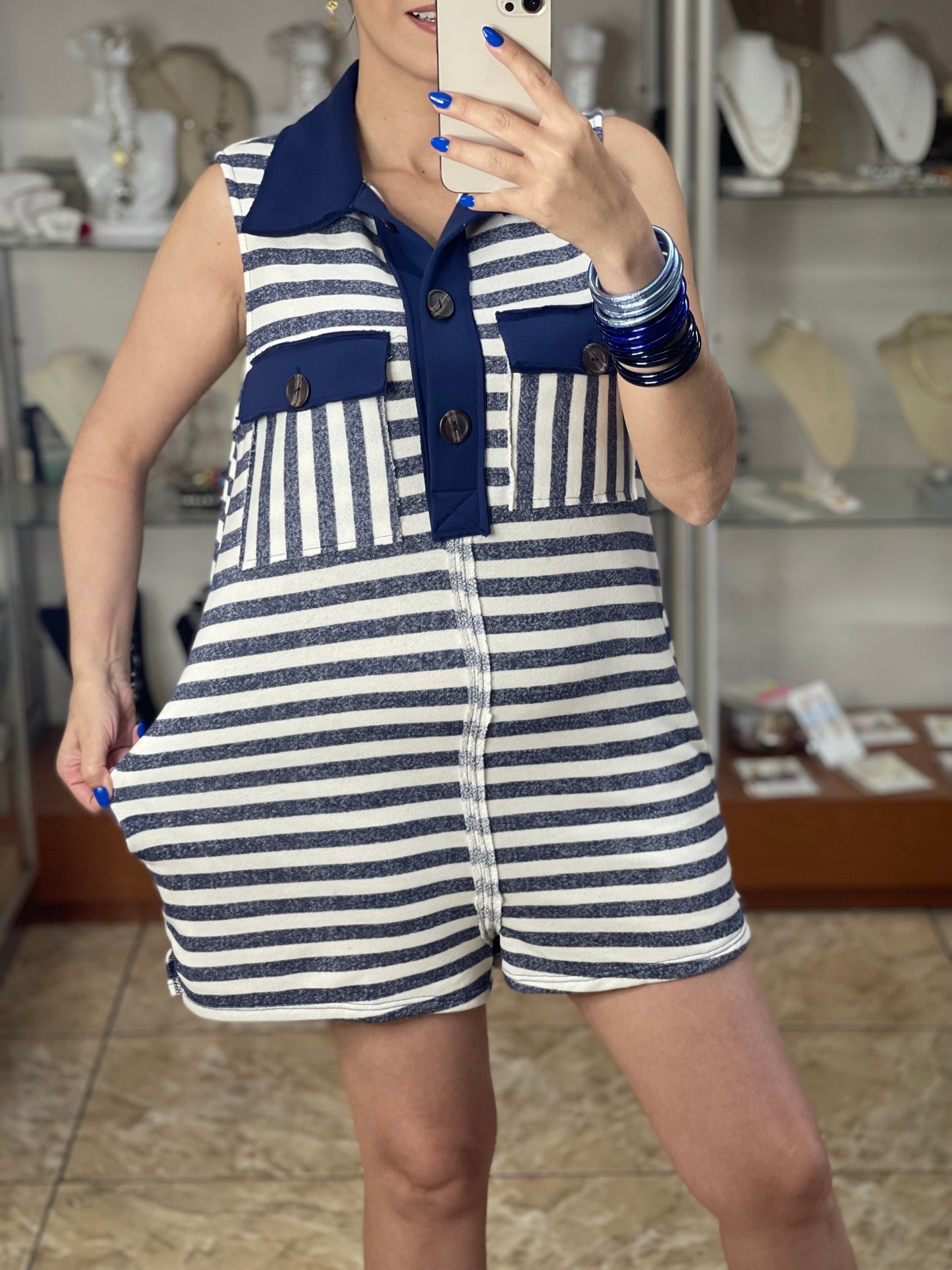 Blue Stripes Romper