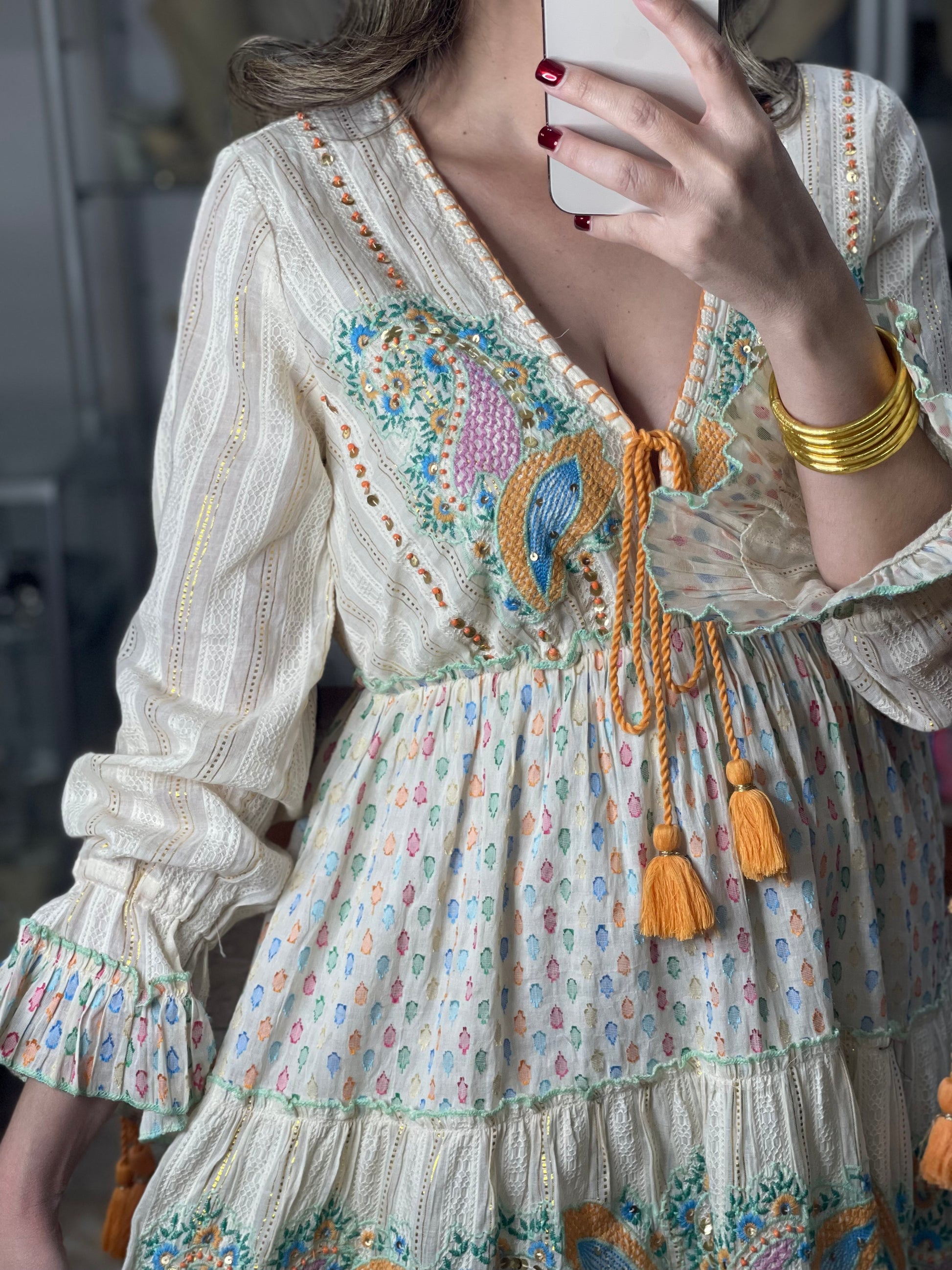 Long Sleeves Short Boho OS Dress (NO RETURNS OR EXCHANGE)