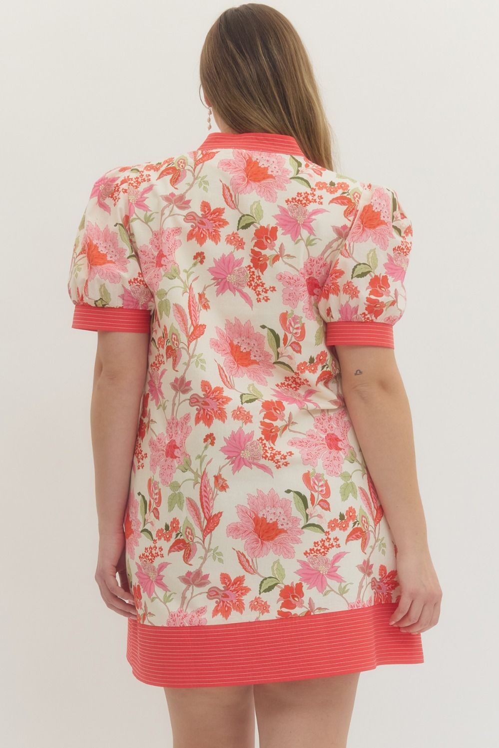 Puff Sleeve Floral Mini Dress (PLUS)