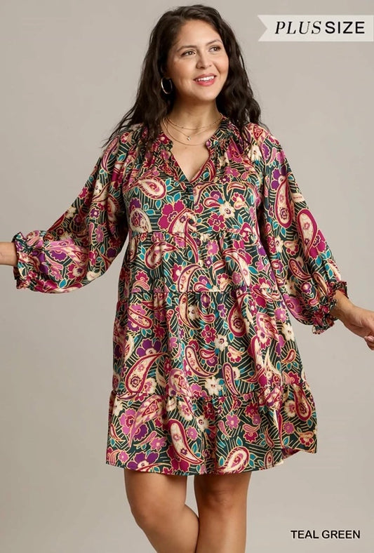 Satin Paisley Dress