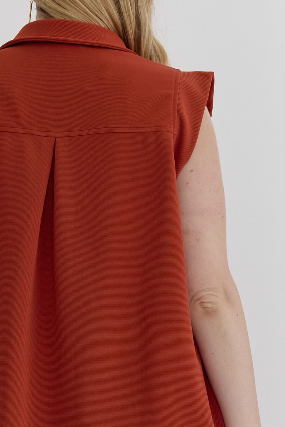 Rust Sleeveless Basic Dress (PLUS)