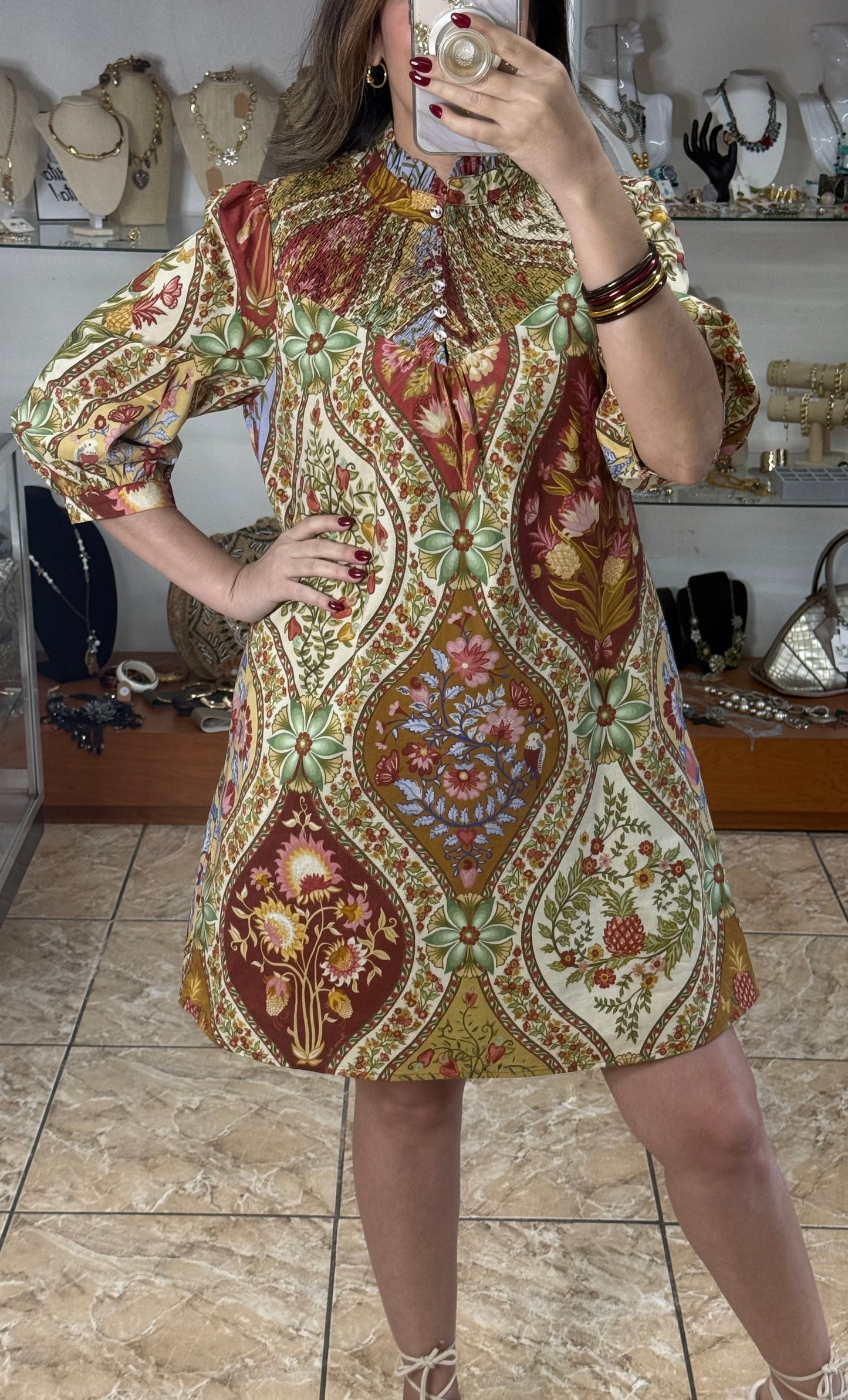 Chestnut Mix Floral Mini Dress