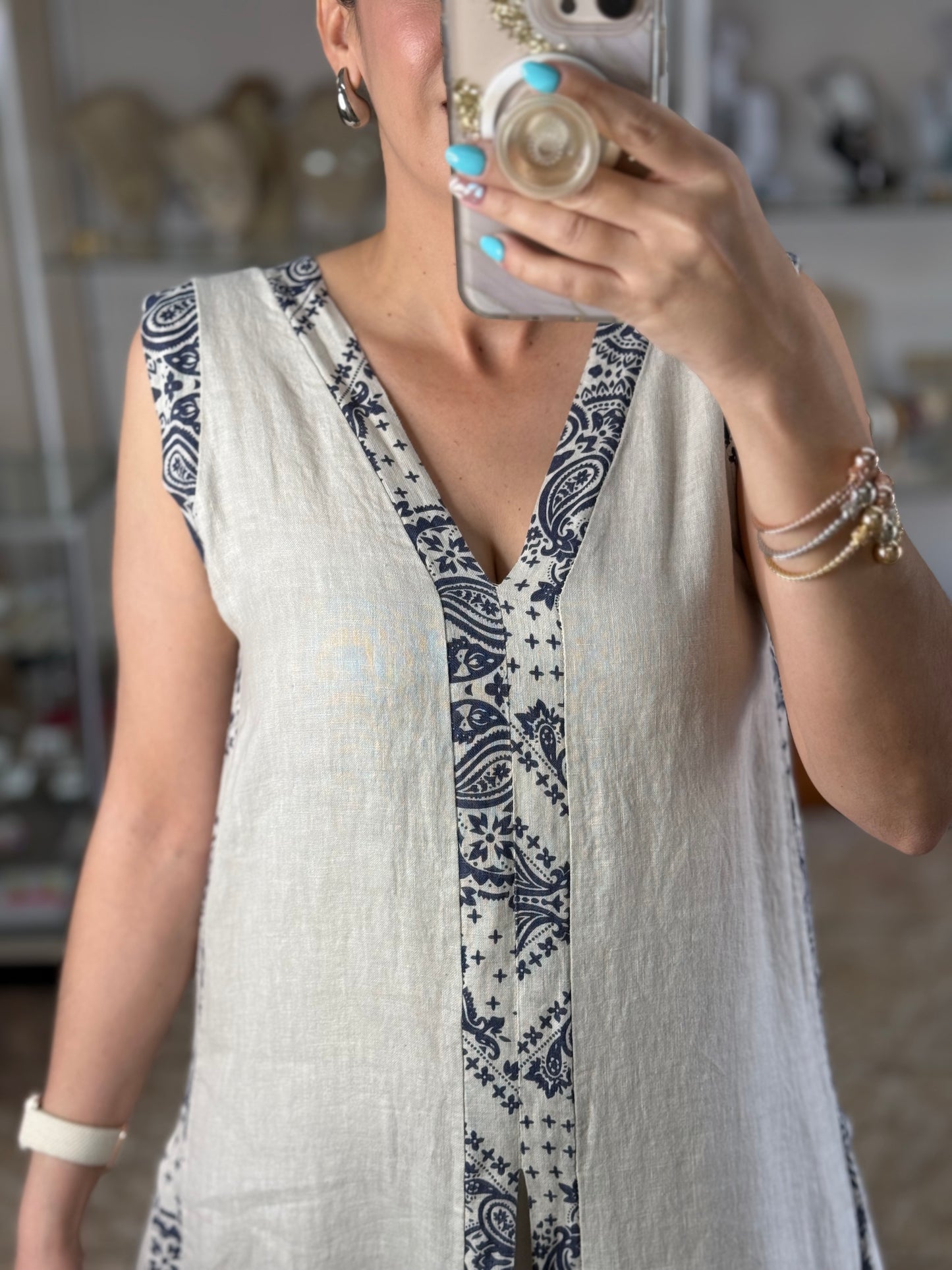 Sleeveless OS Maxi Linen Dress (FINAL SALE)