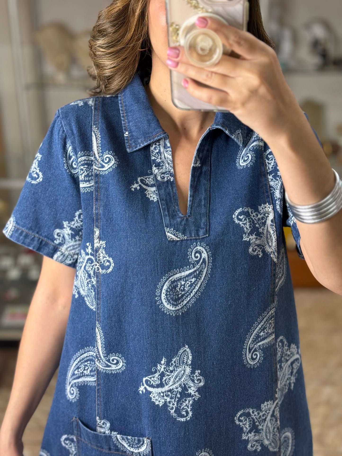 Paisley Denim Dress
