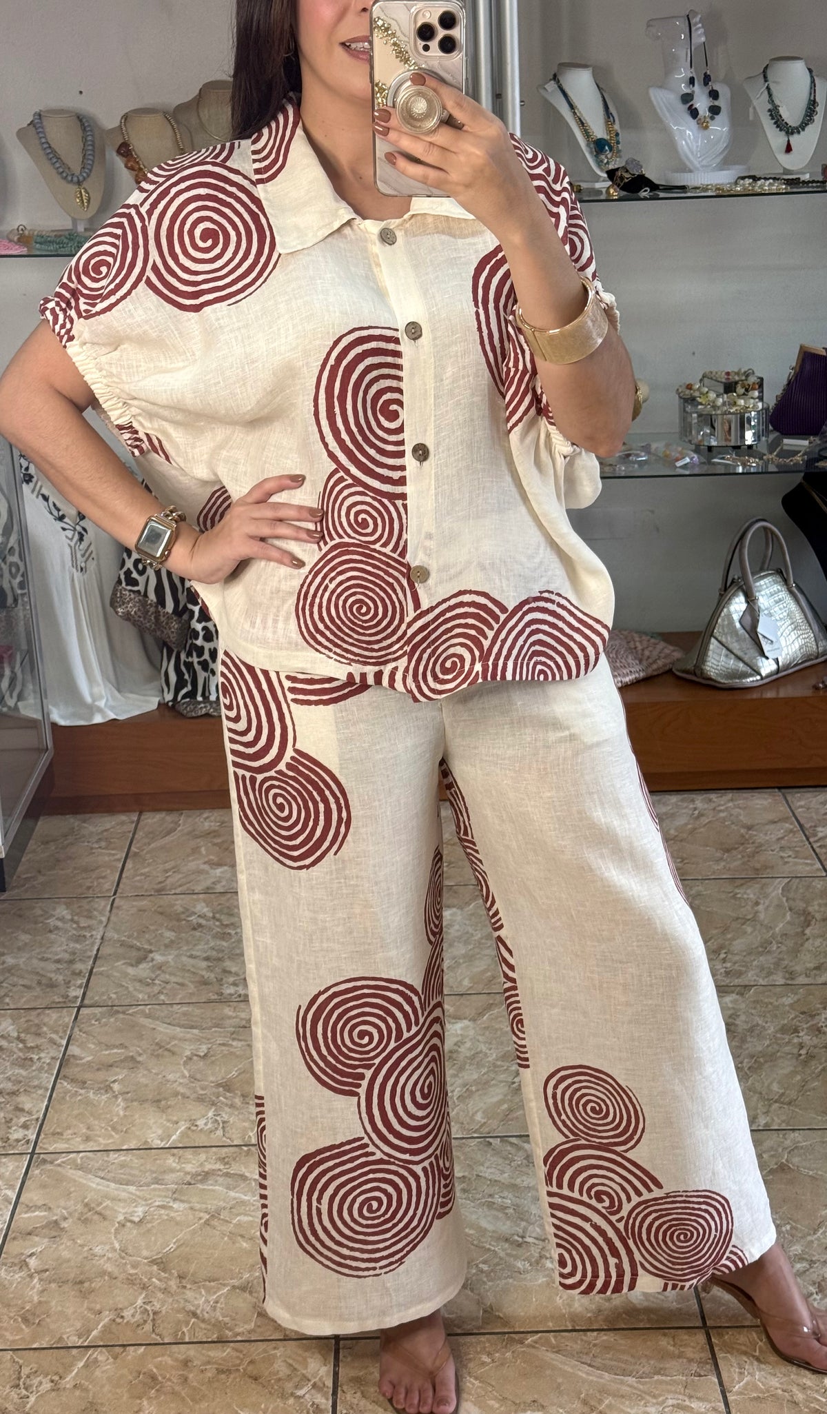 Spiral Pattern OS Top & Pant Set (NO RETURNS OR EXCHANGE)