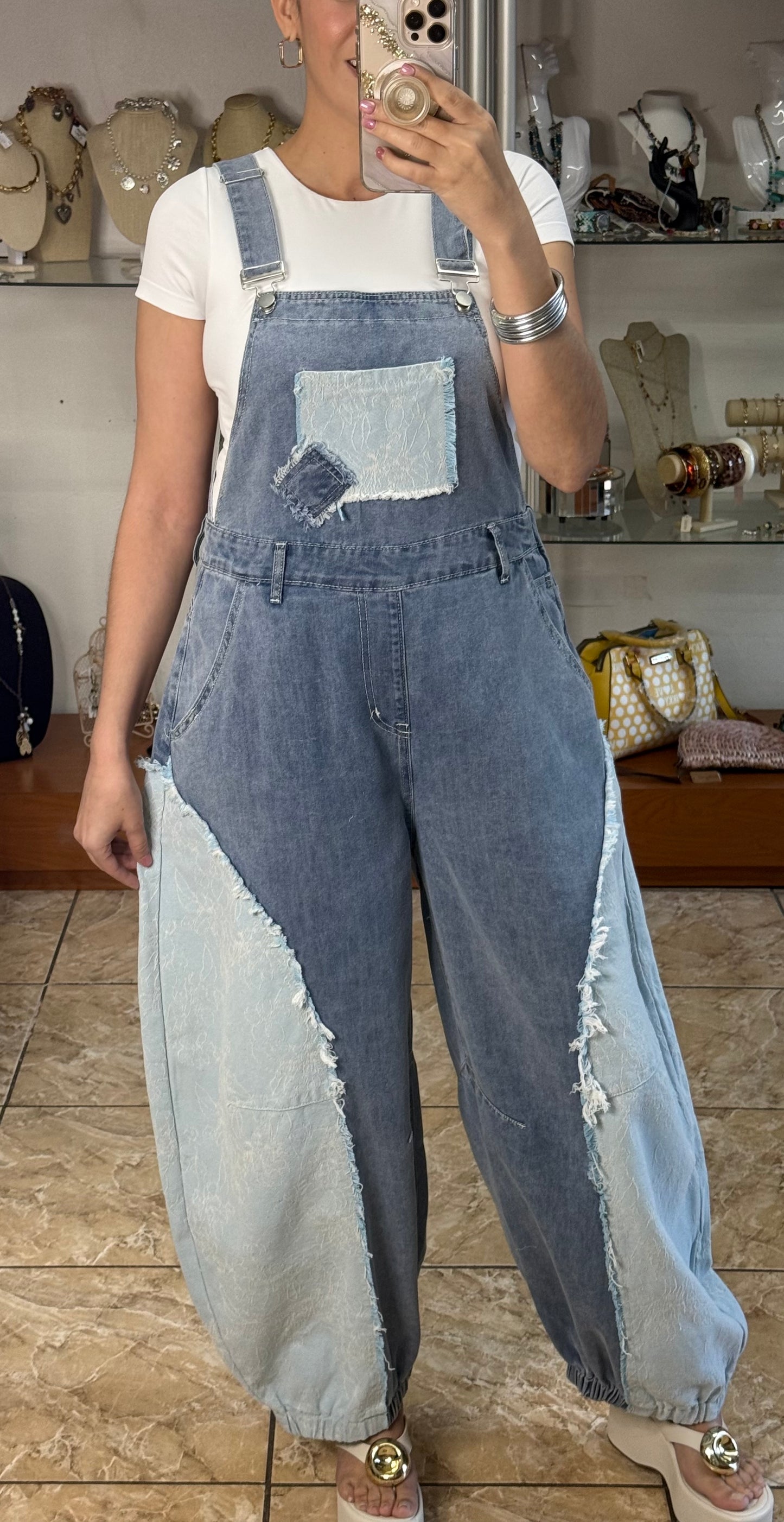 Barrel Style Denim Overall