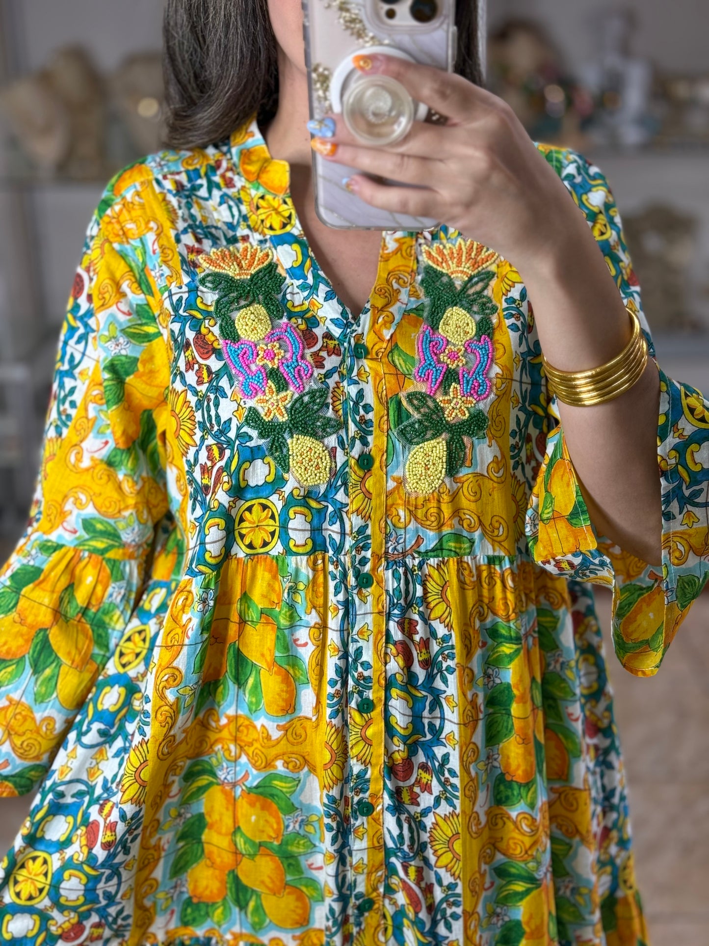 Yellow Lemons OS Maxi Dress (FINAL SALE)