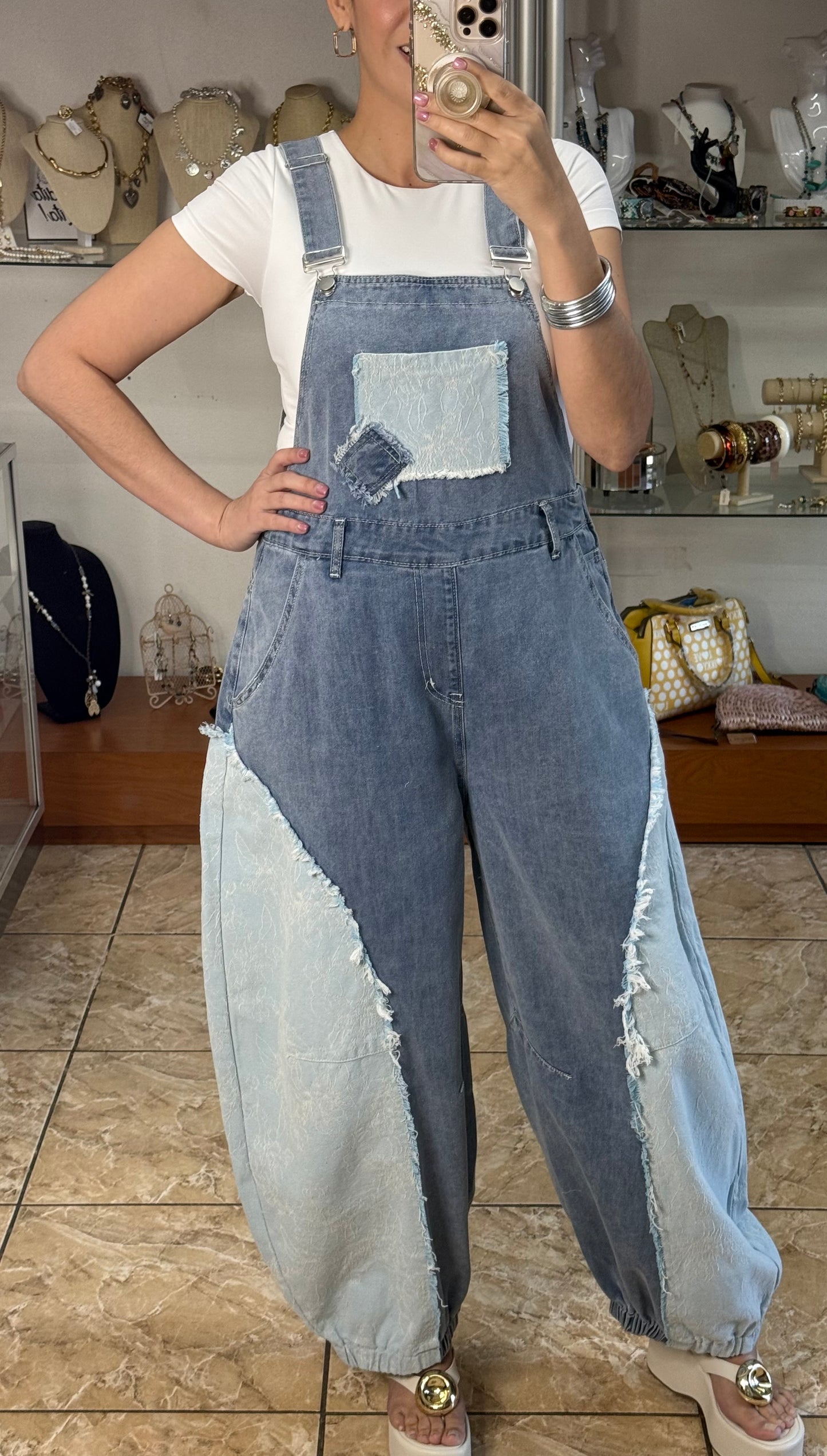 Barrel Style Denim Overall