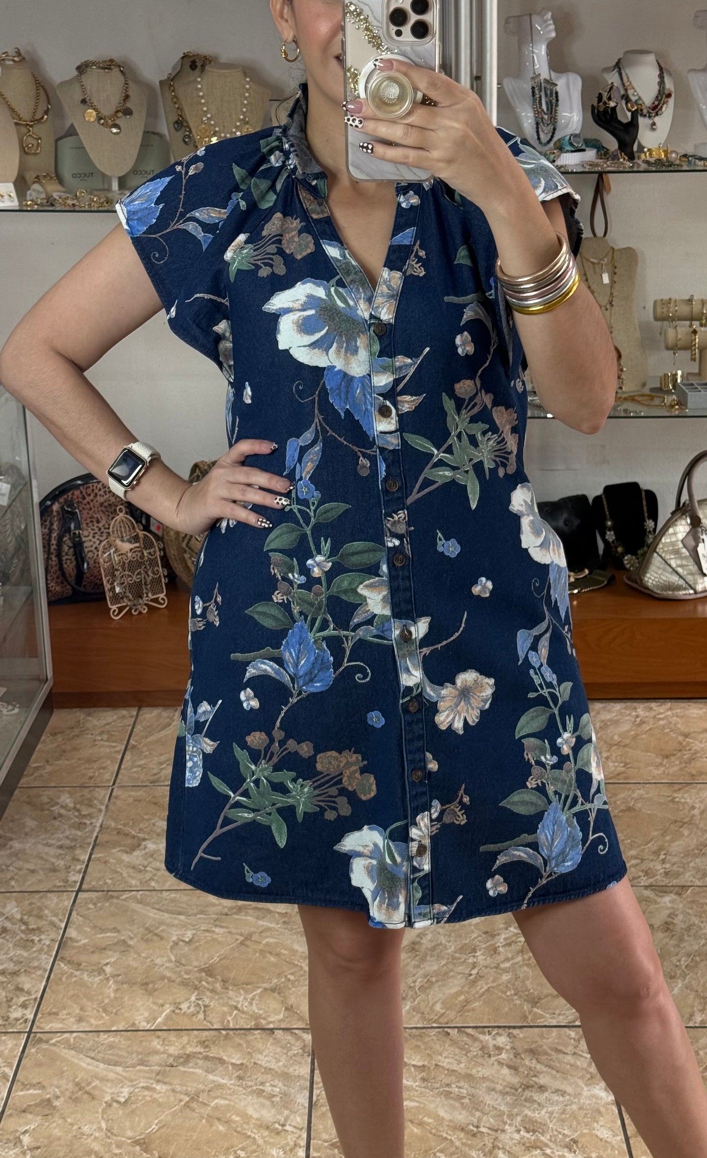 Floral Denim Dress