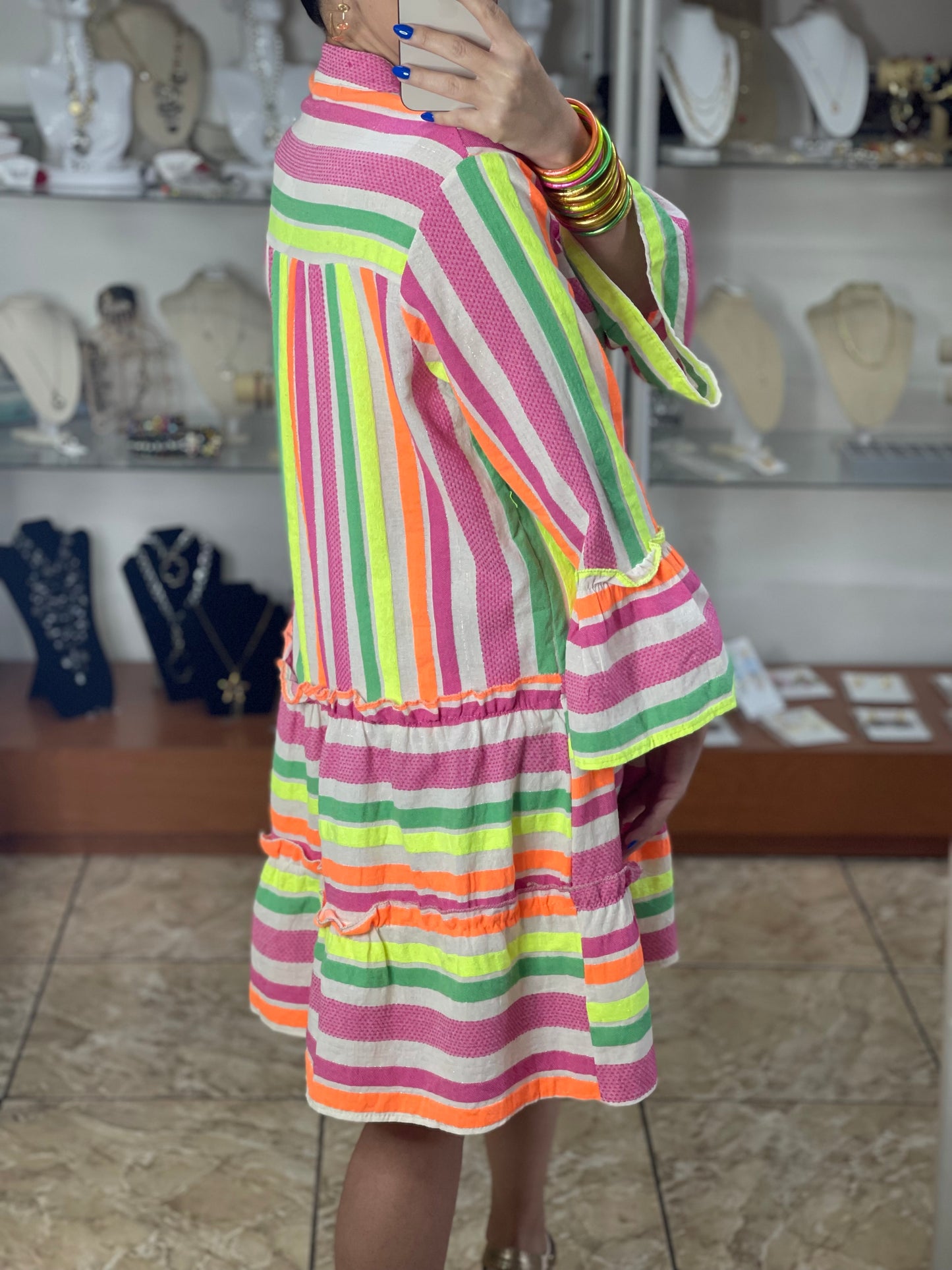 Neon Stripes Doll Dress