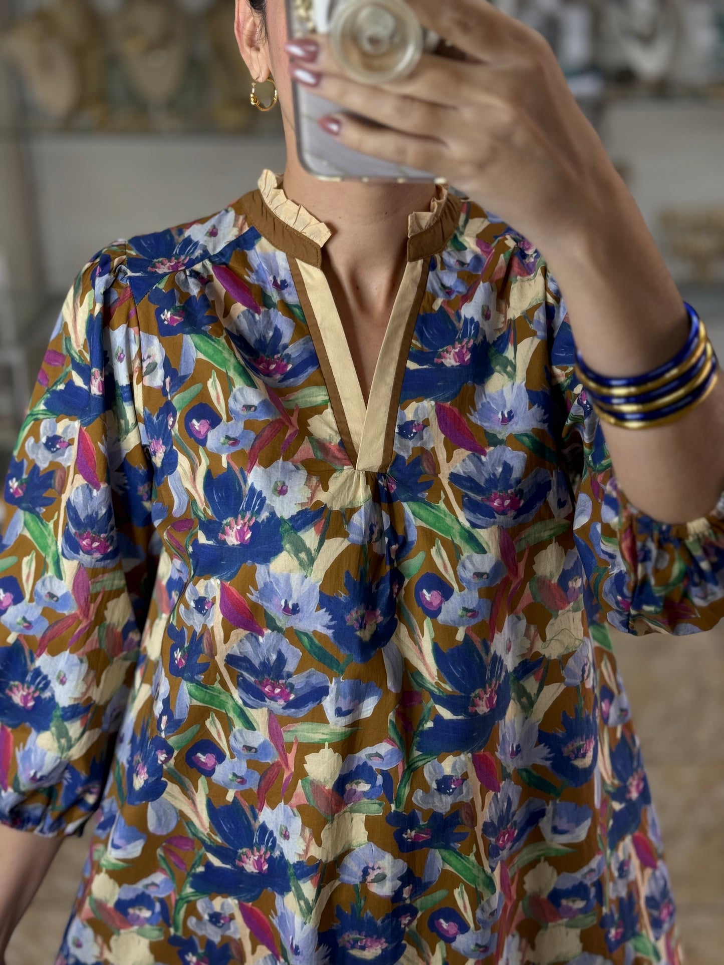 Brown/Blue Floral Dress