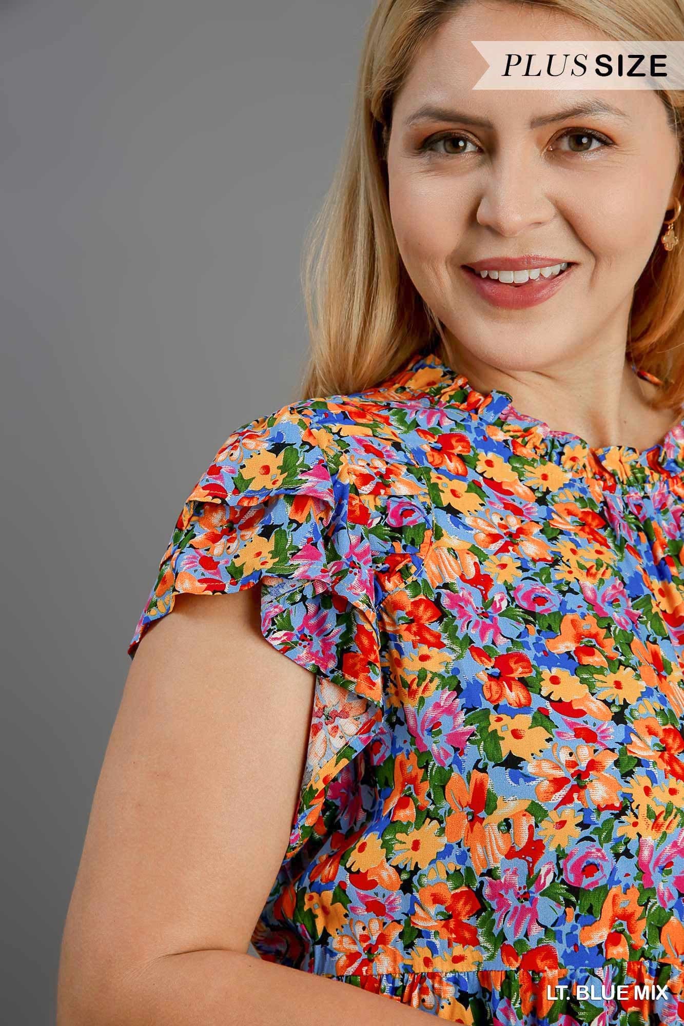 Floral Print Layered Top (PLUS)