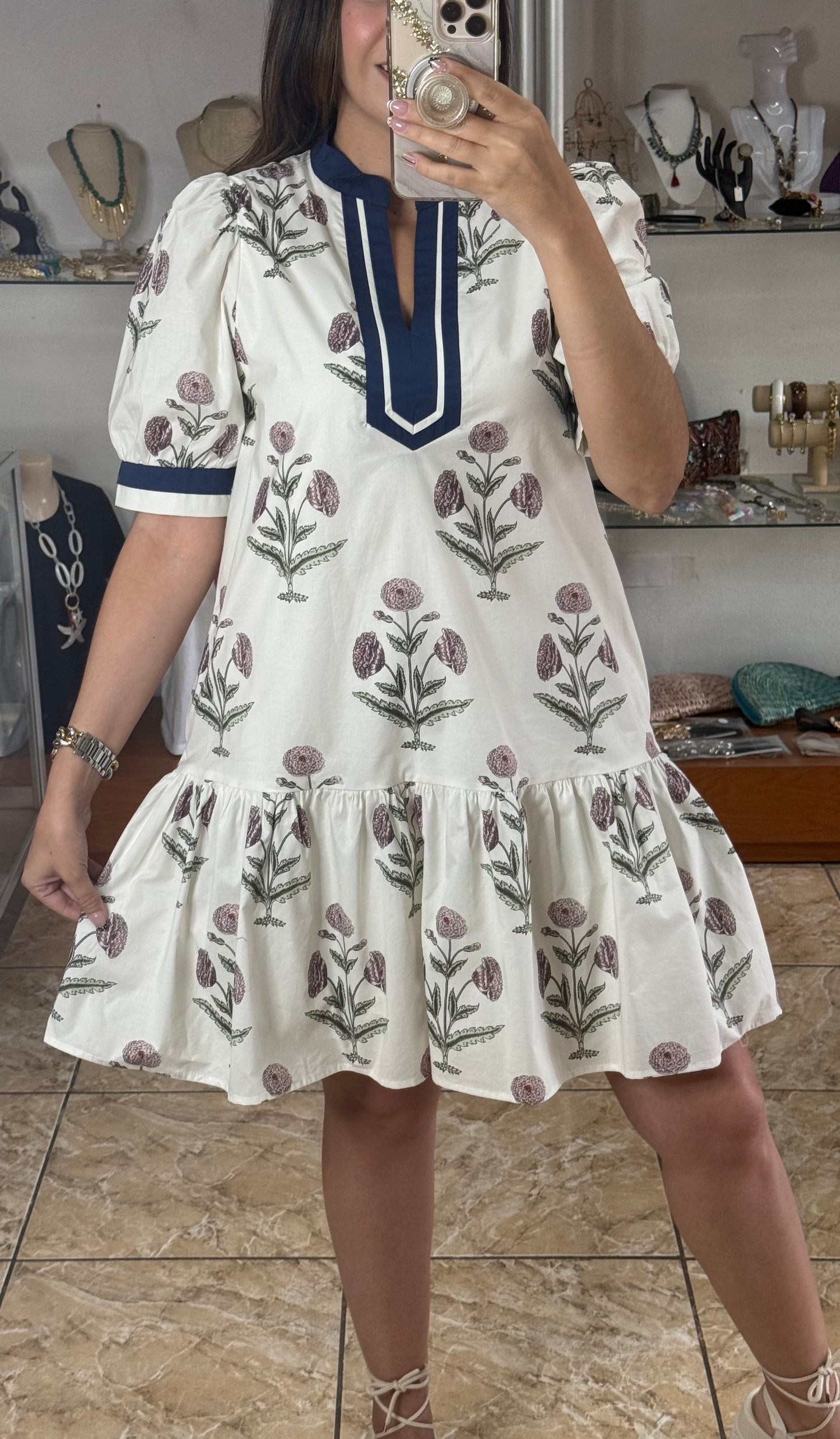 Puff Sleeve Floral Mini Dress