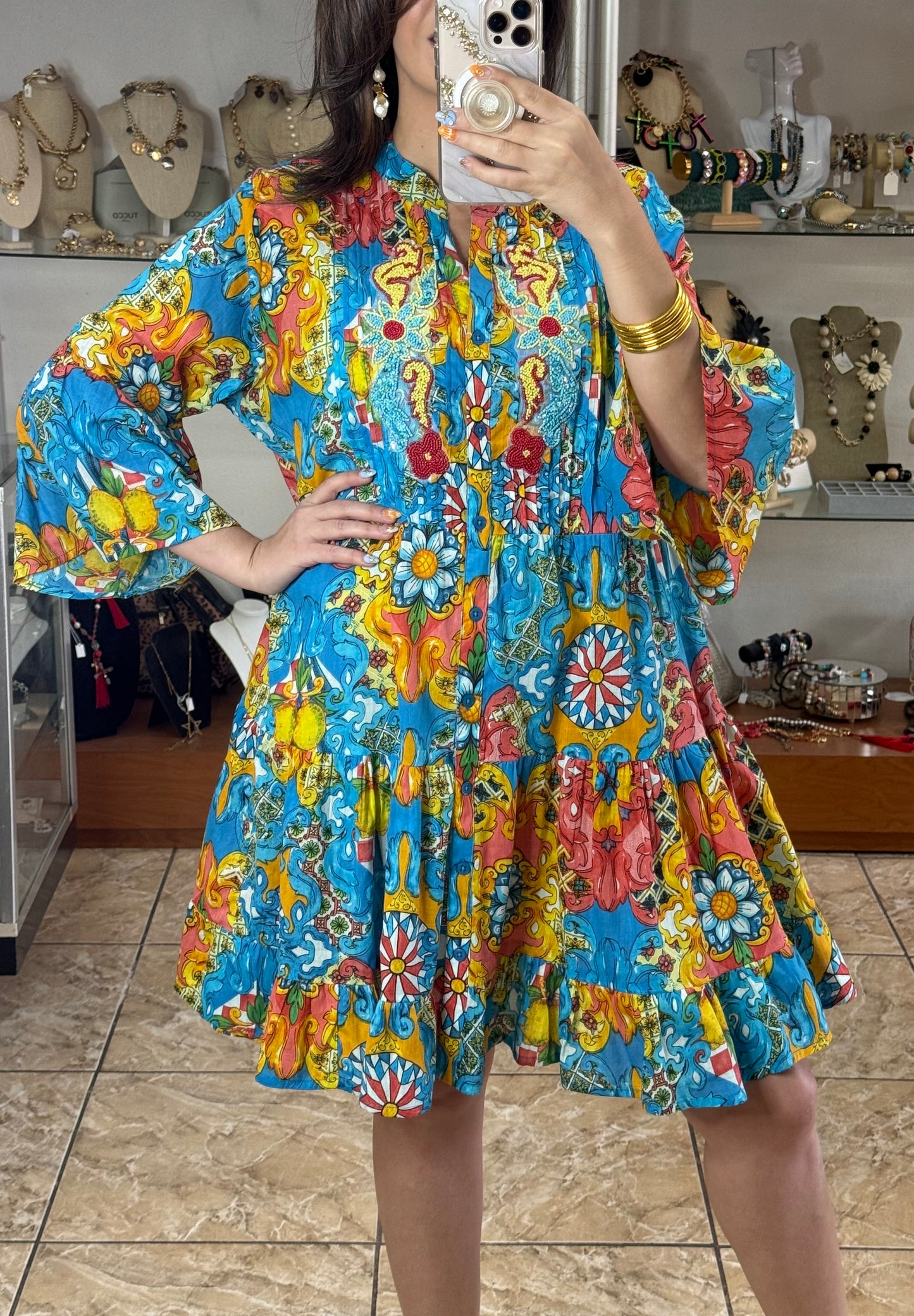 Beaded OS Boho Dress