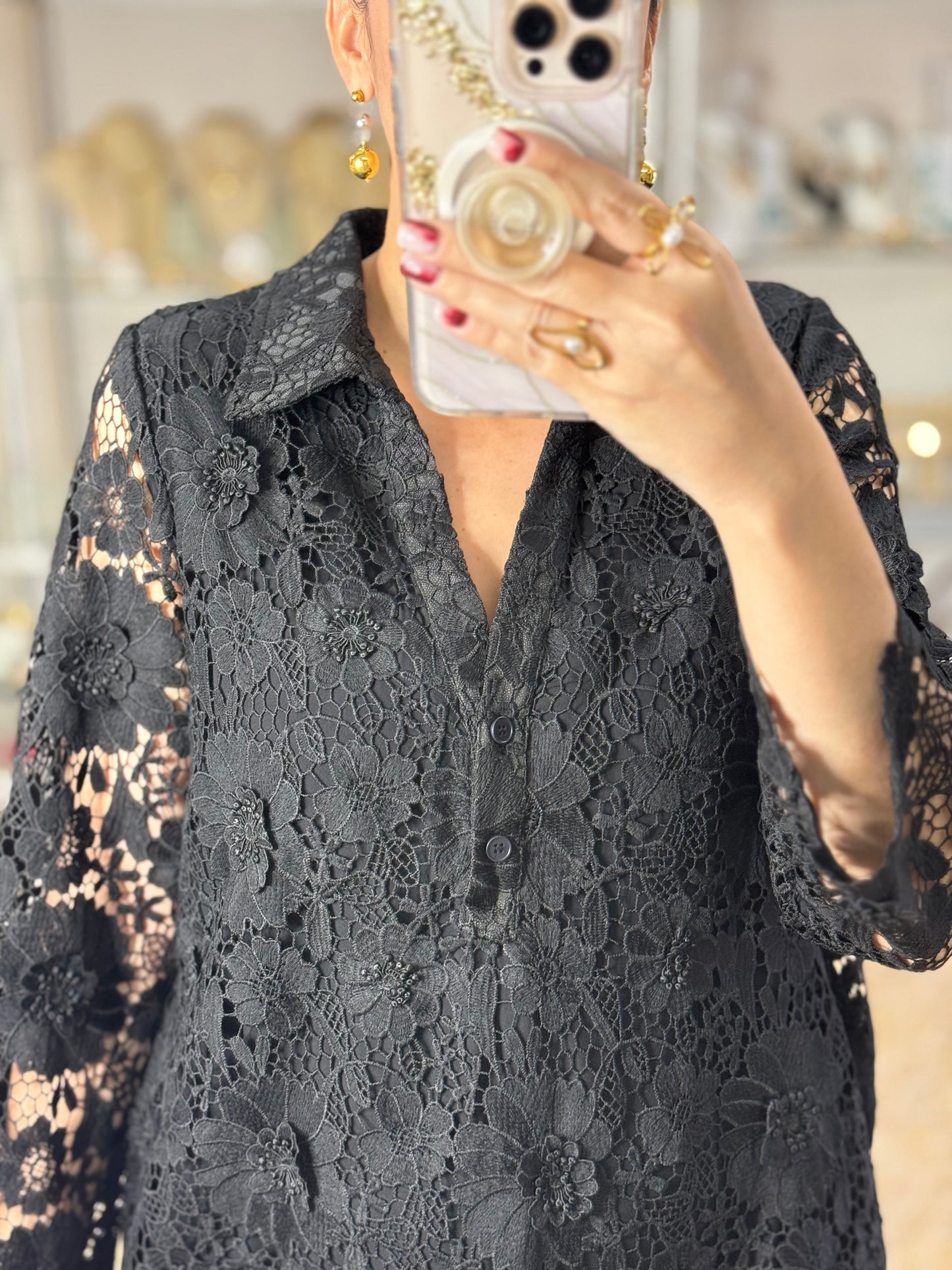 Floral Appliqué OS Midi Dress (FINAL SALE)