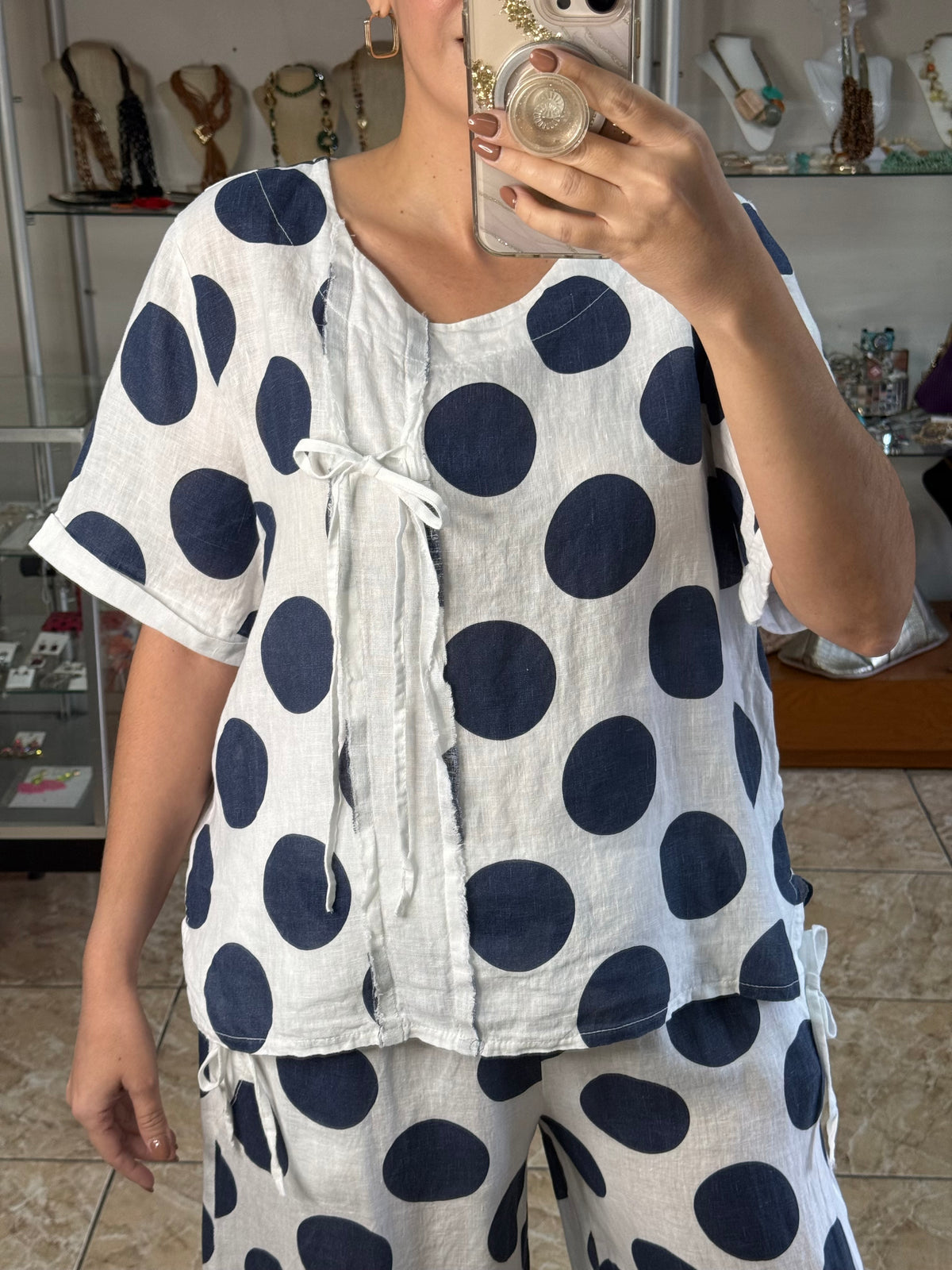 Polka Dots and Ribbons OS Linen Set (NO RETURNS OR EXCHANGE)