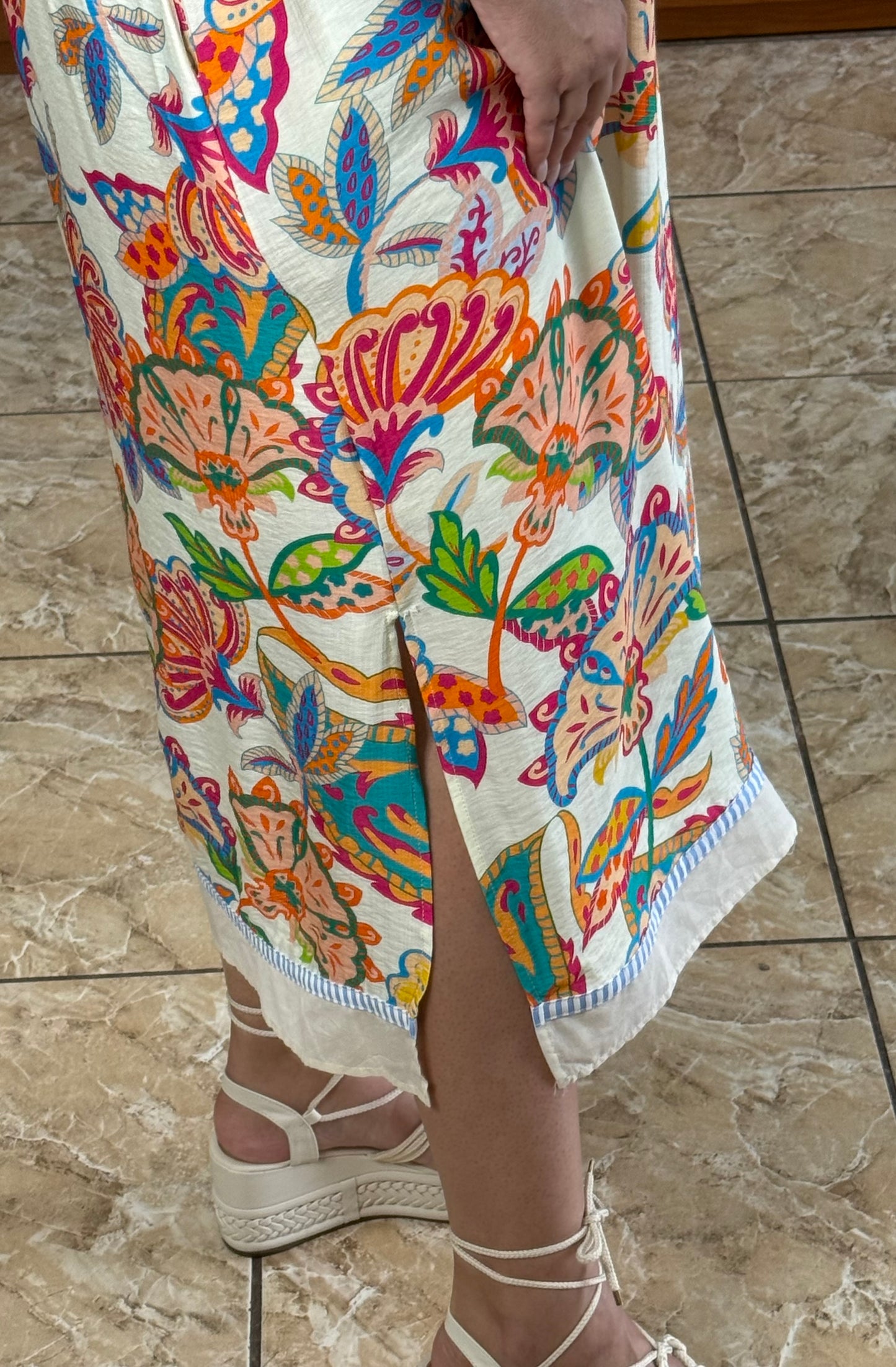 Paisley Floral Sleeveless Midi Dress