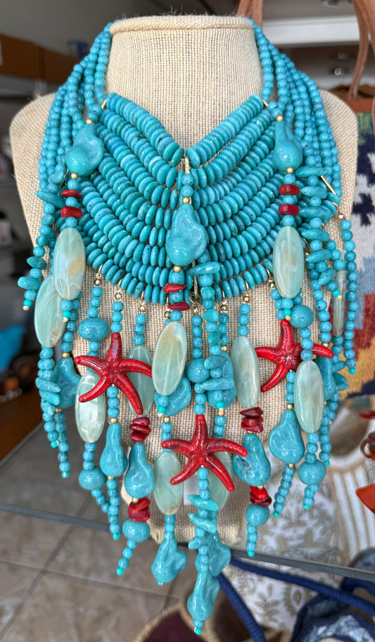 Turquoise/Red Statement Necklace (FINAL SALE)
