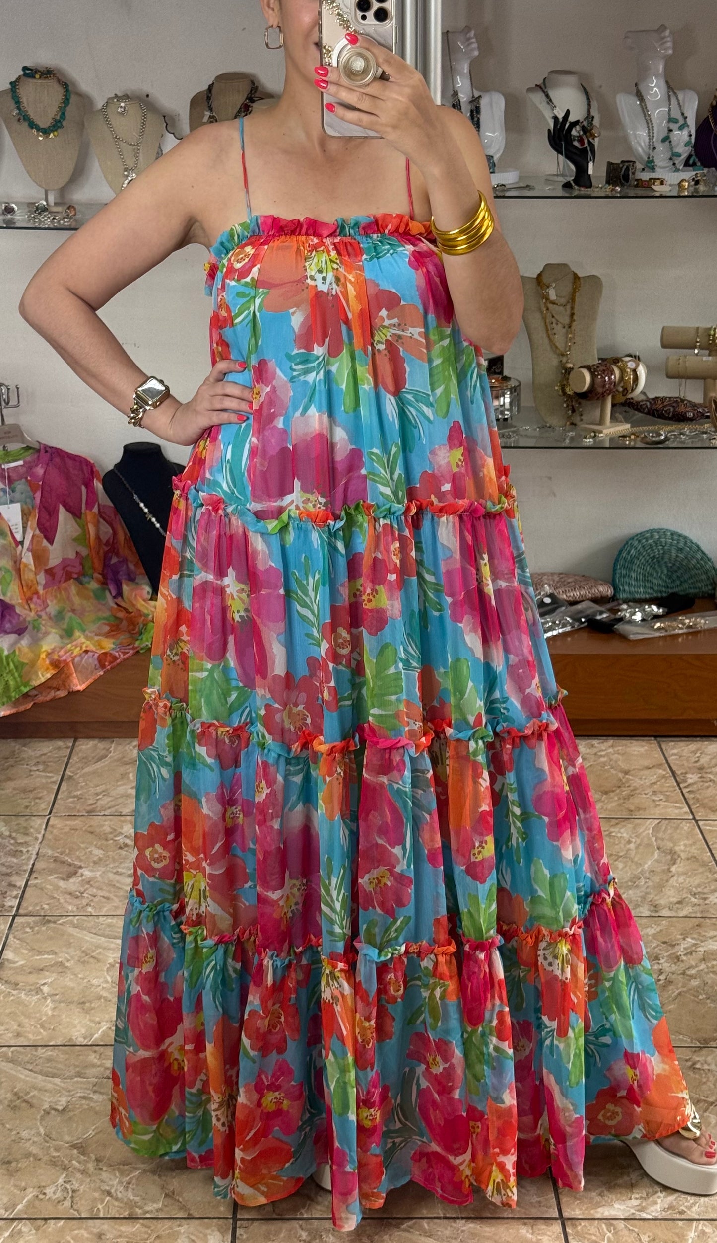 Blue Floral Maxi Dress