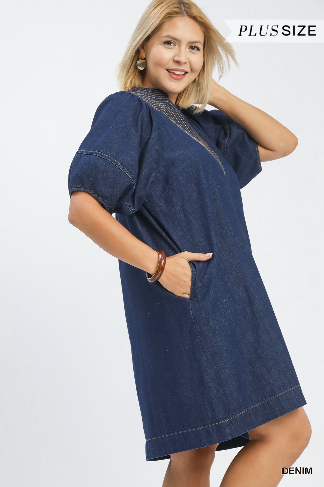 Denim Mini Dress (PLUS)