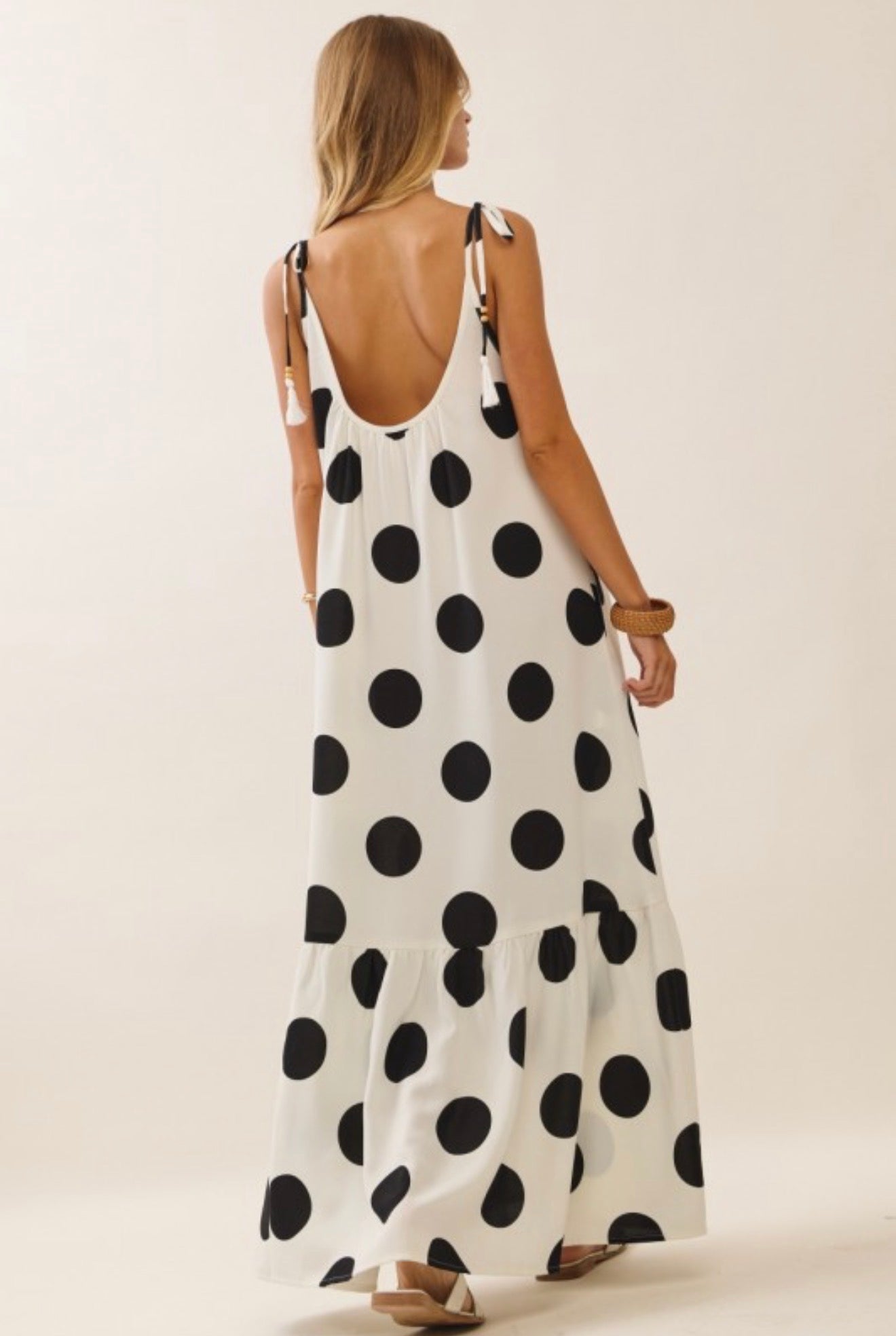 Black & White Polkadot Maxi Dress (PLUS)