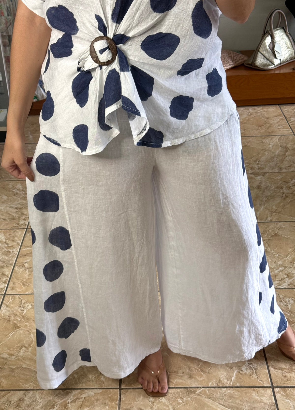 OS Polkadots Linen Set (NO RETURNS OR EXCHANGE)