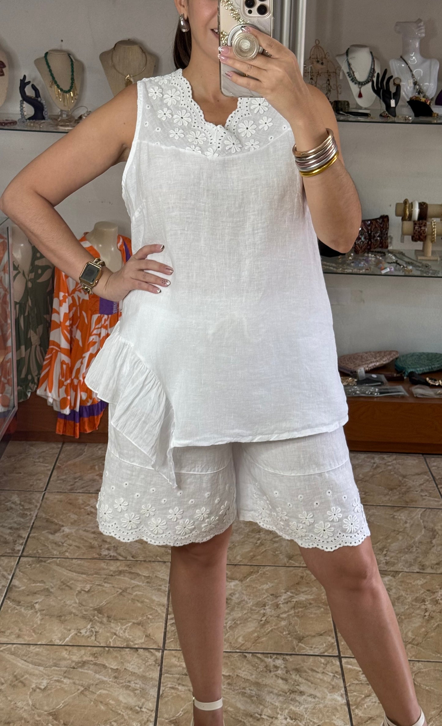 OS Linen Top & Short Set (NO RETURNS OR EXCHANGE)