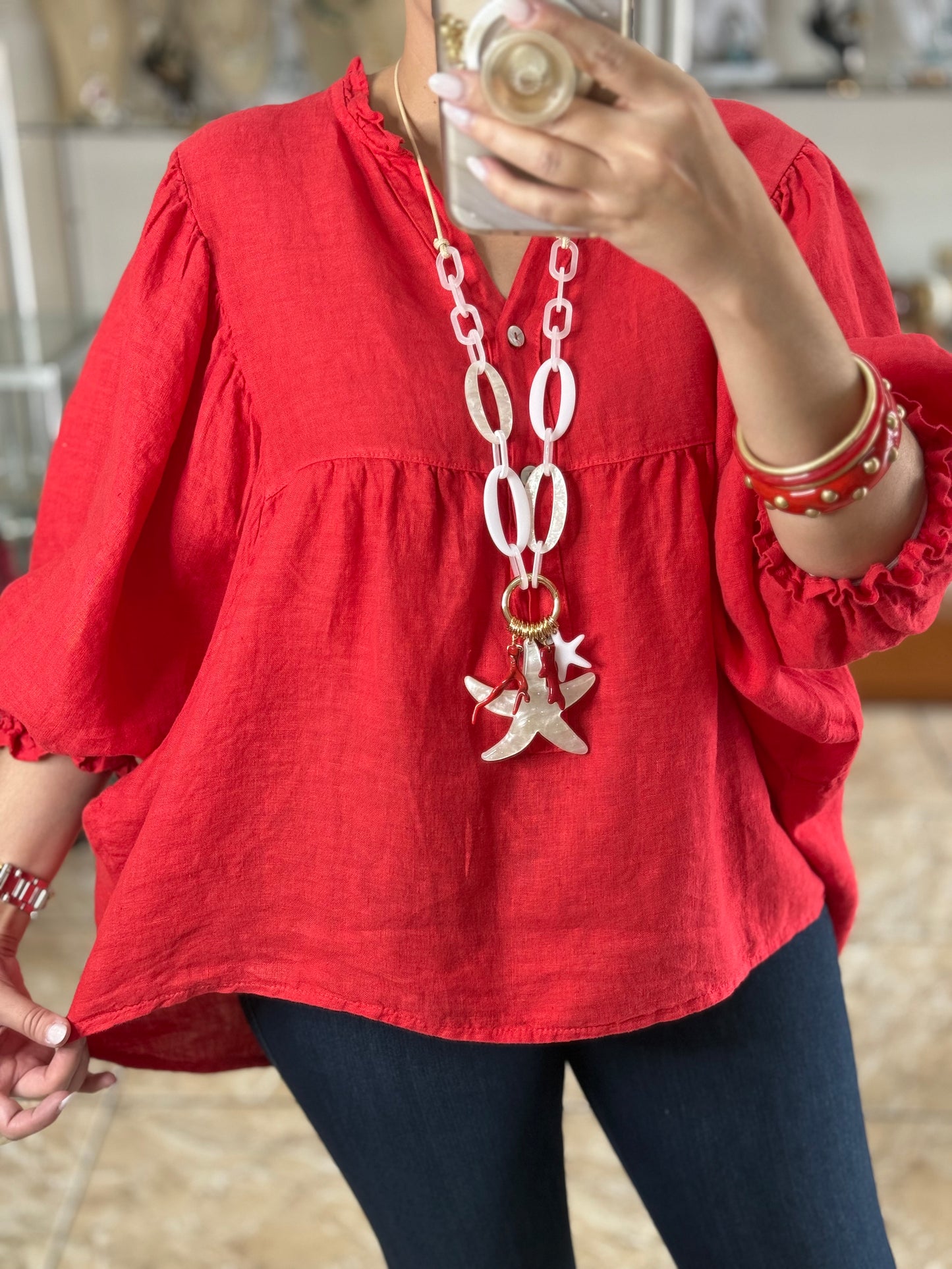 OS Babydoll Linen Top (NO RETURNS OR EXCHANGE)