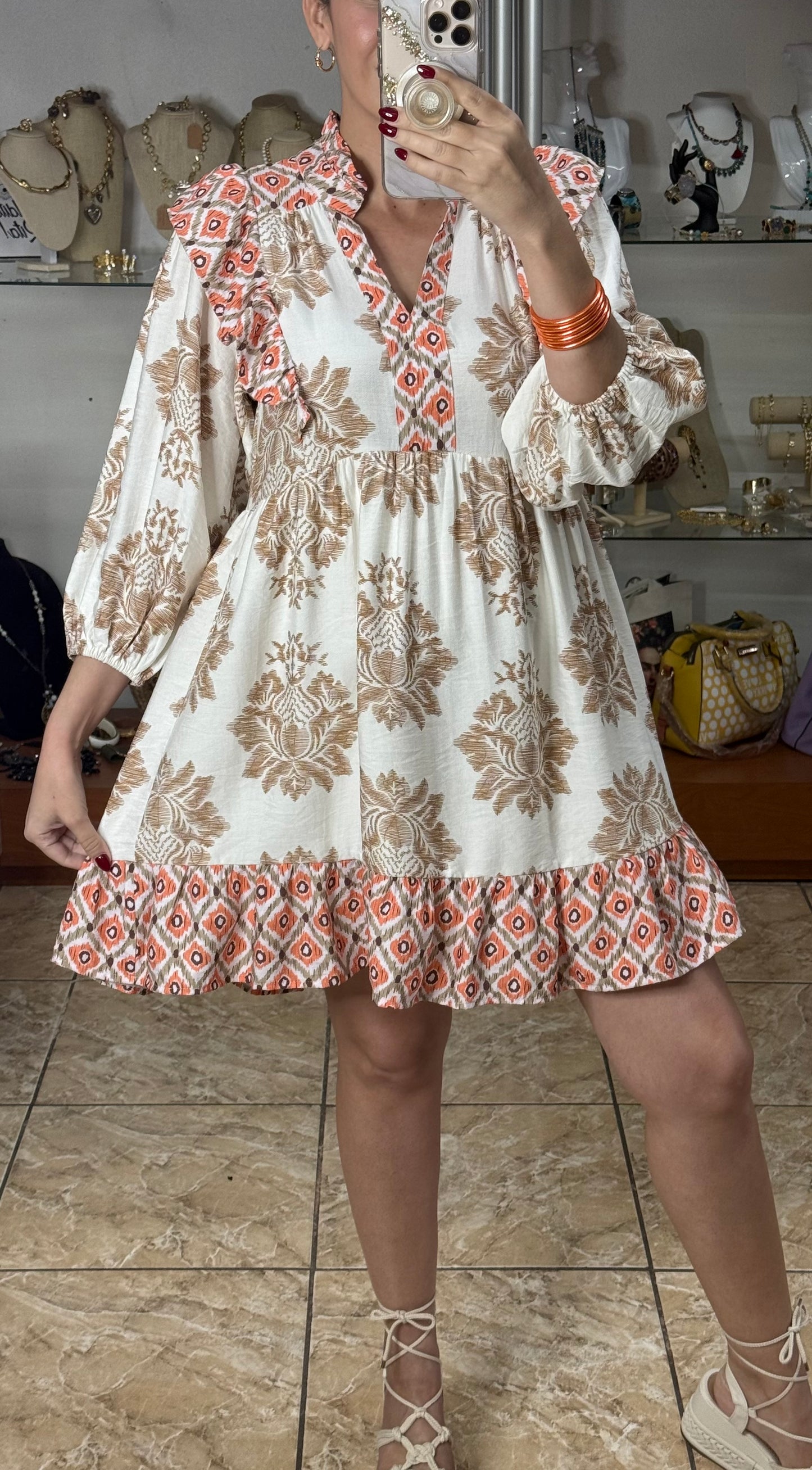 Latte Mix Ruffle Mini Dress