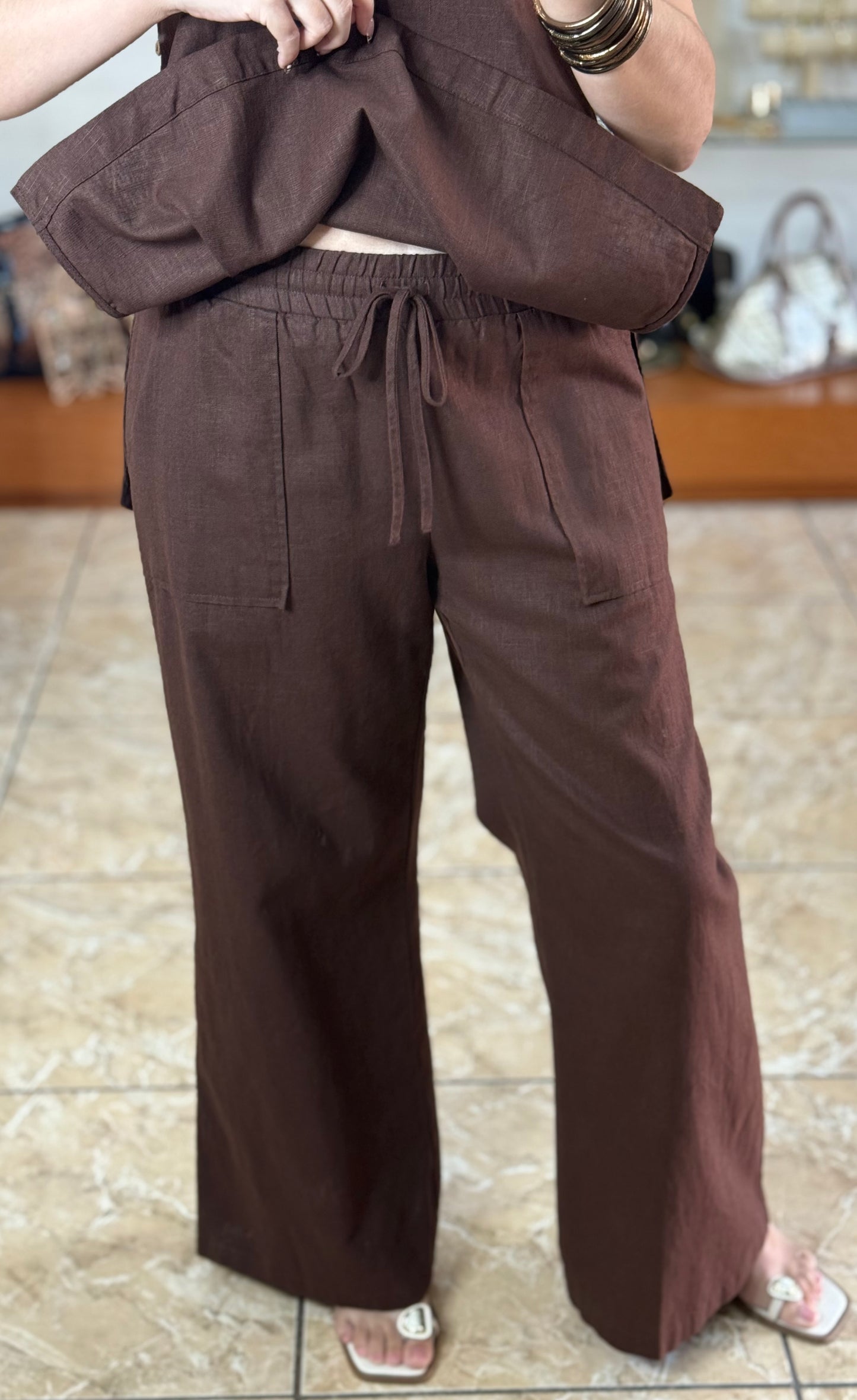 Chocolate Top and Pant Set (Open Sides)