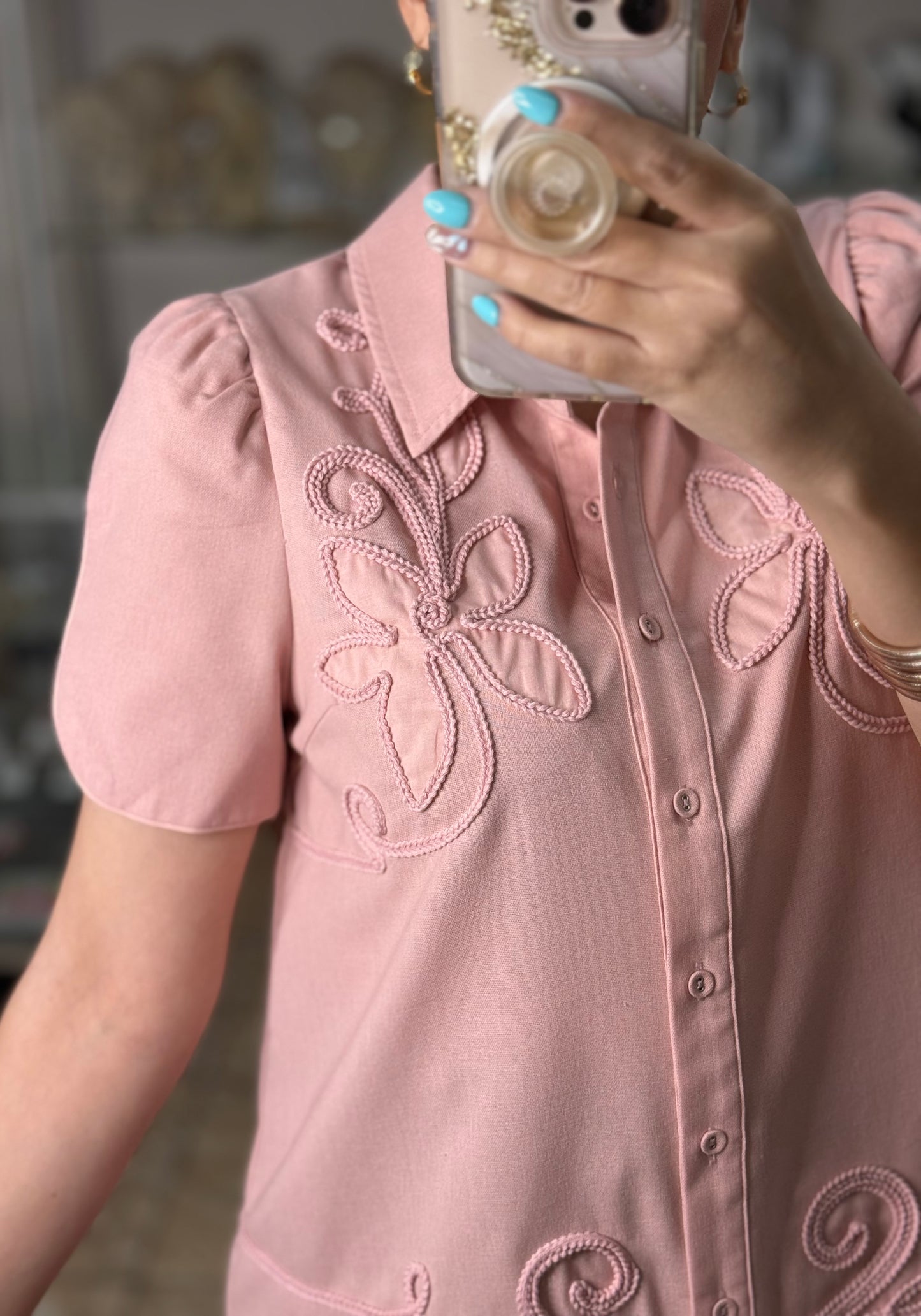 Dusty Rose Button Down Top