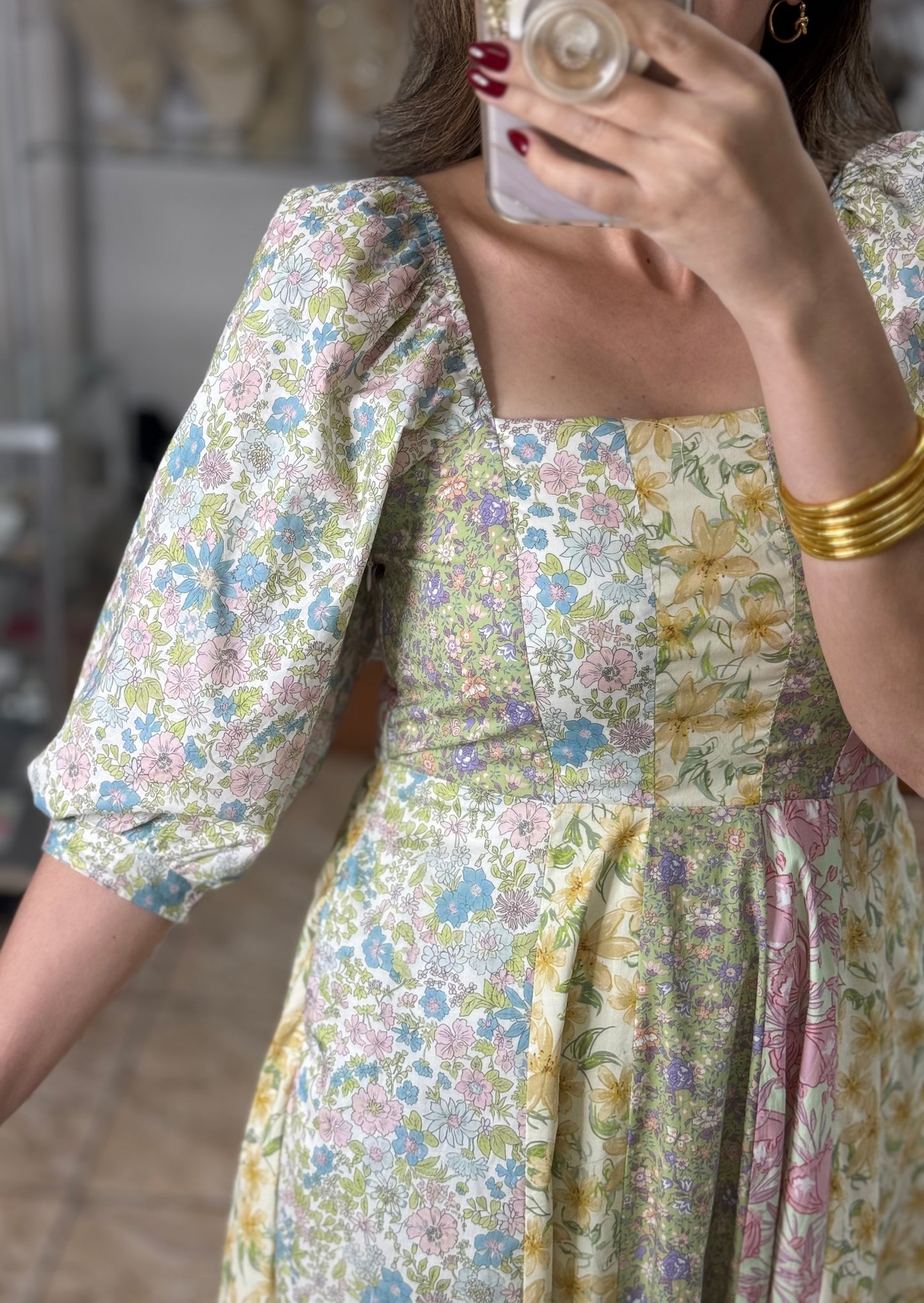 Mix Floral Midi Dress