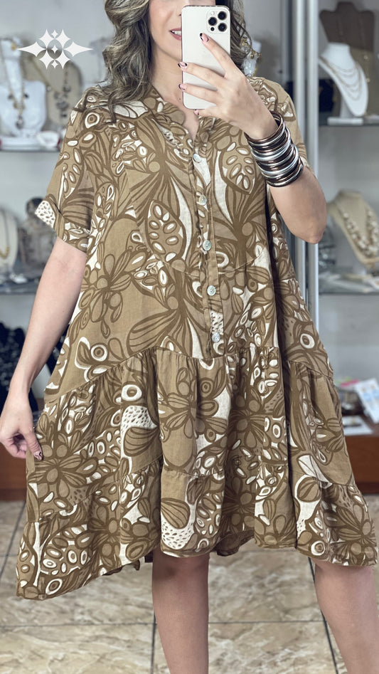 Martina OS Short Linen Dress