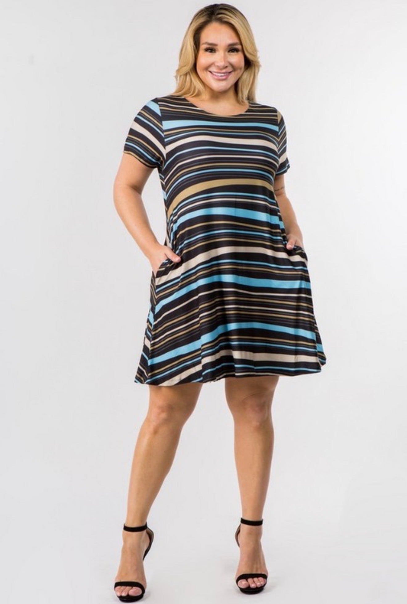 Blue Stripes Dress (PLUS)