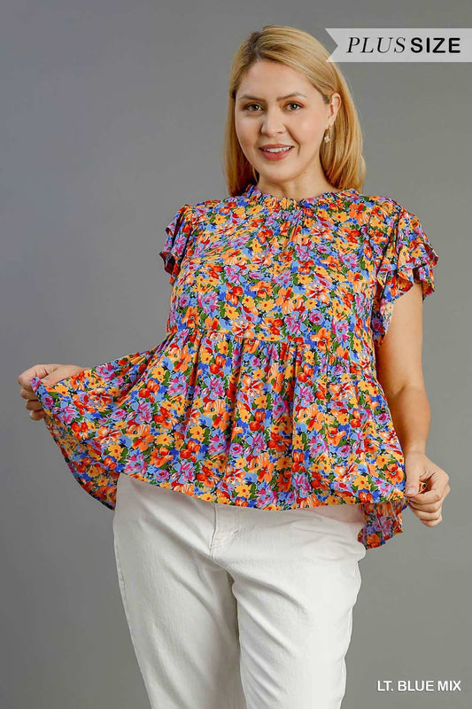 Floral Print Layered Top (PLUS)