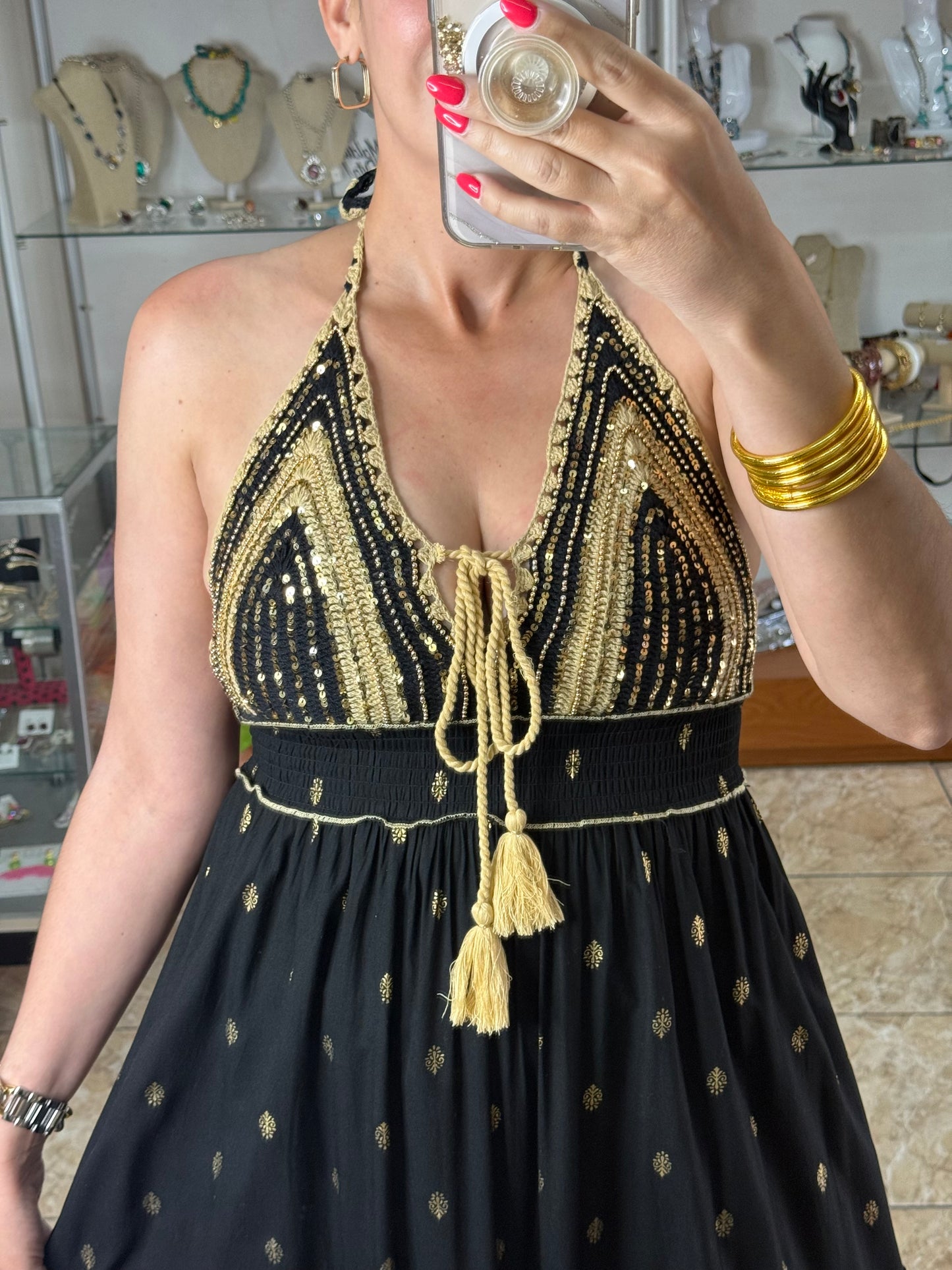 Open Back Boho OS Maxi Dress (NO RETURNS OR EXCHANGE)